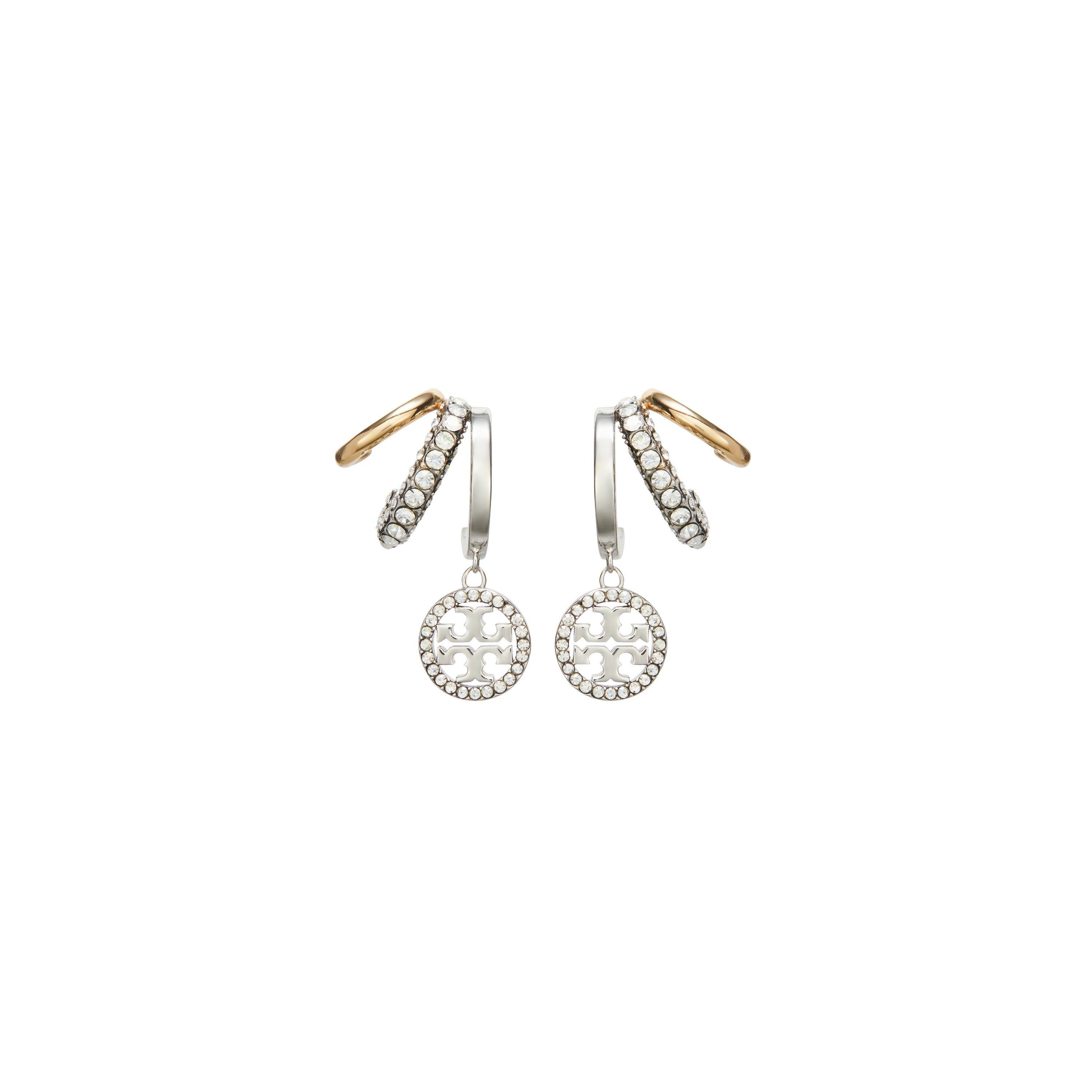 Gold Silver - Tory Burch - Women's Miller Pave Drop Earrings - 2