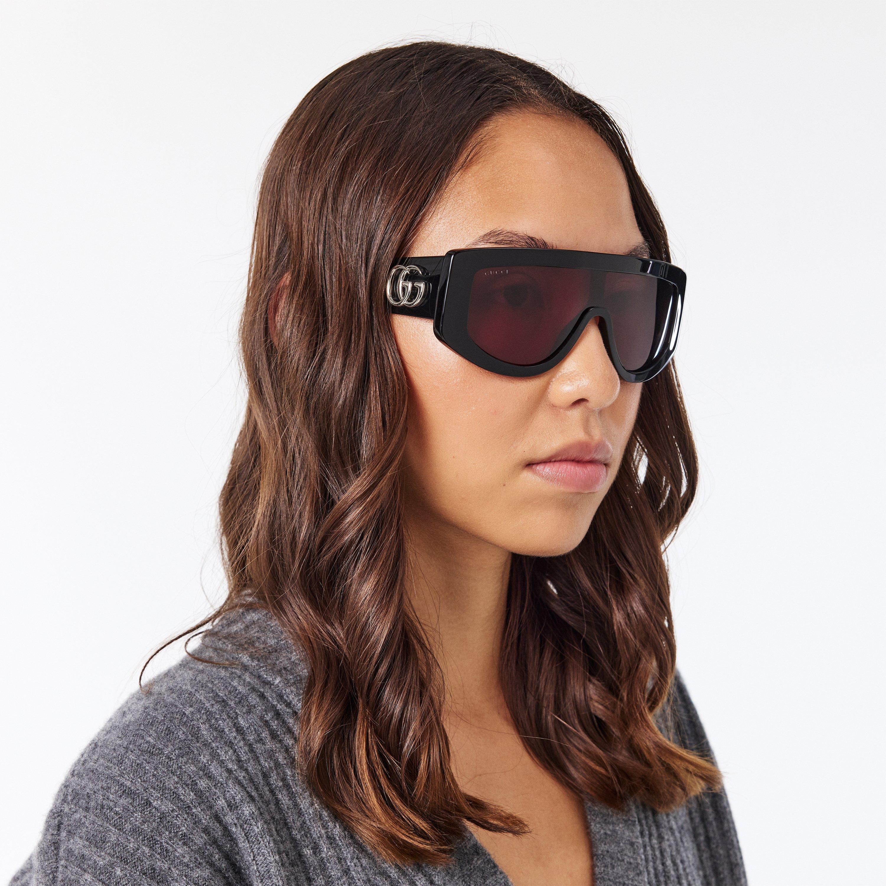 Black/Red - Gucci - Women's Shield Sunglasses - 3