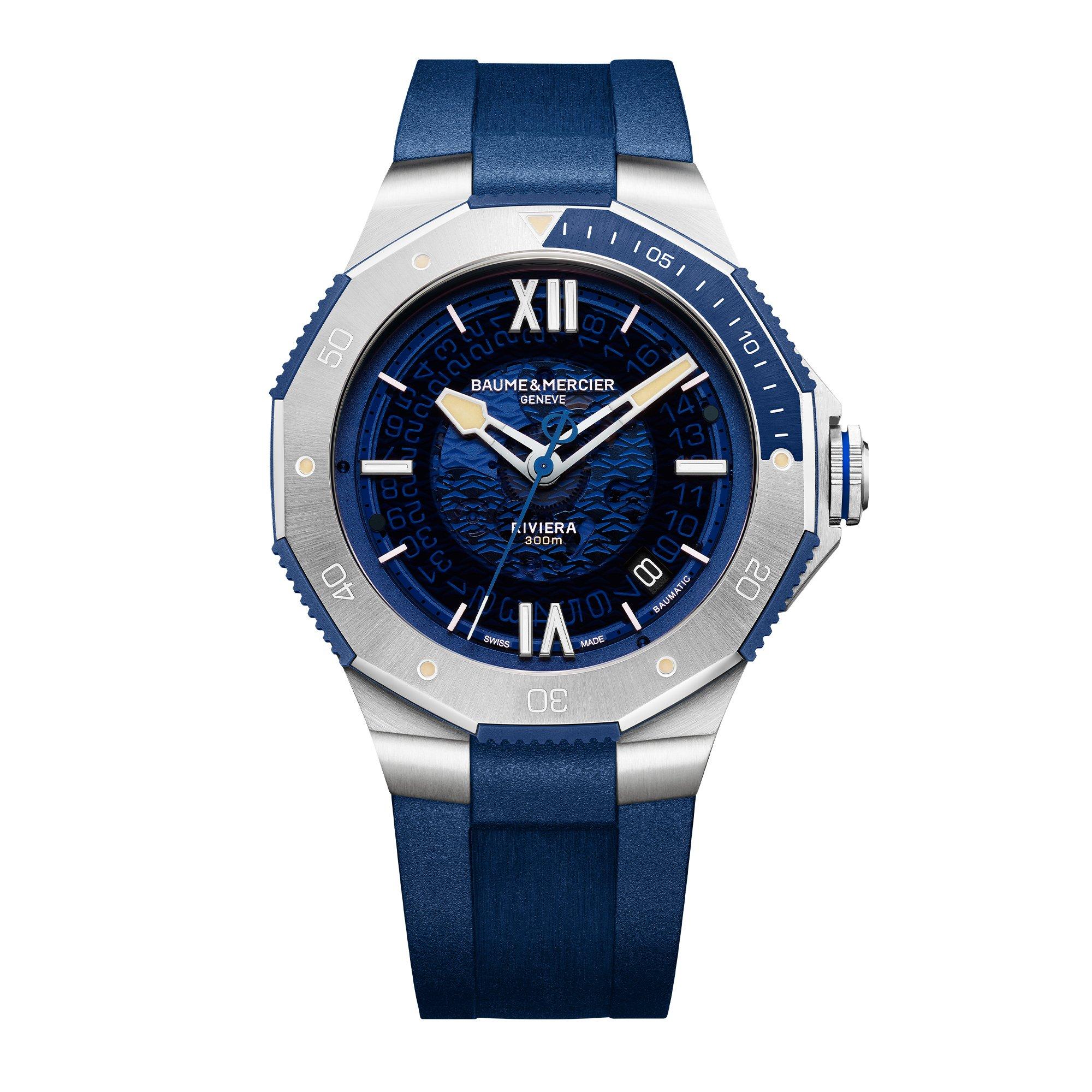 Blue/Silver - Baume and Mercier - Riviera Automatic Analogue Watch - 1