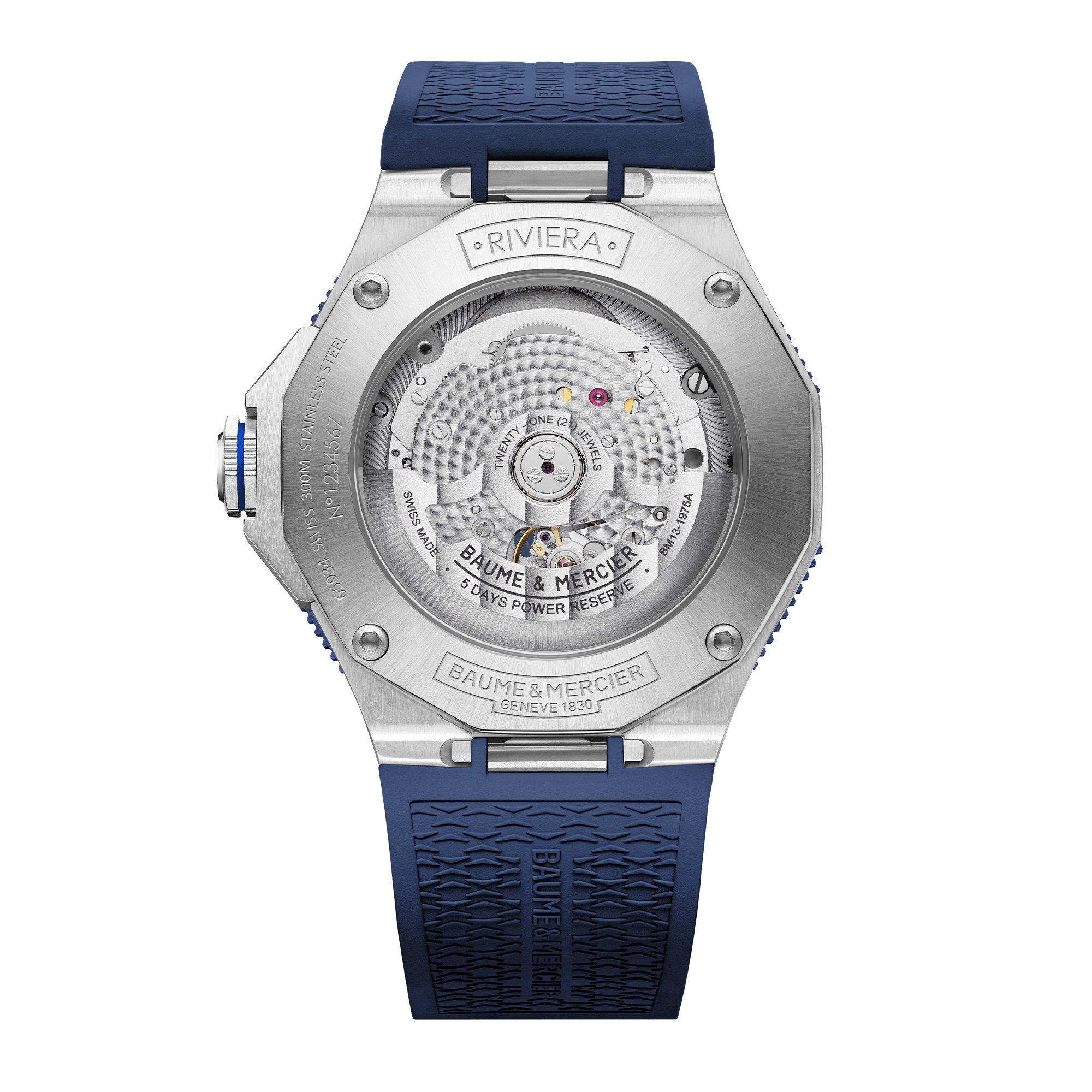 Blue/Silver - Baume and Mercier - Riviera Automatic Analogue Watch - 2