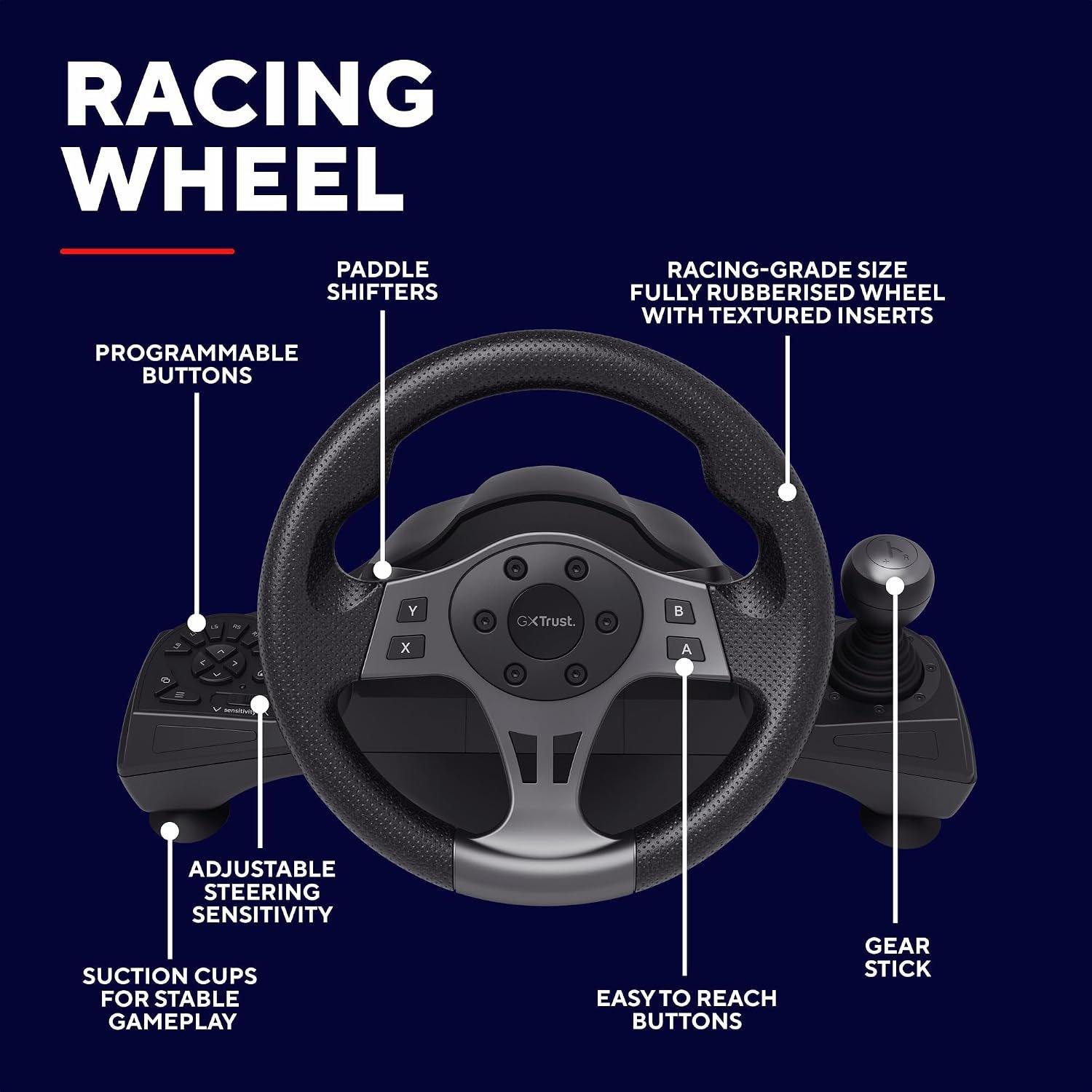 Black - Trust - GXT289 Movi Racing Wheel for PC - 3