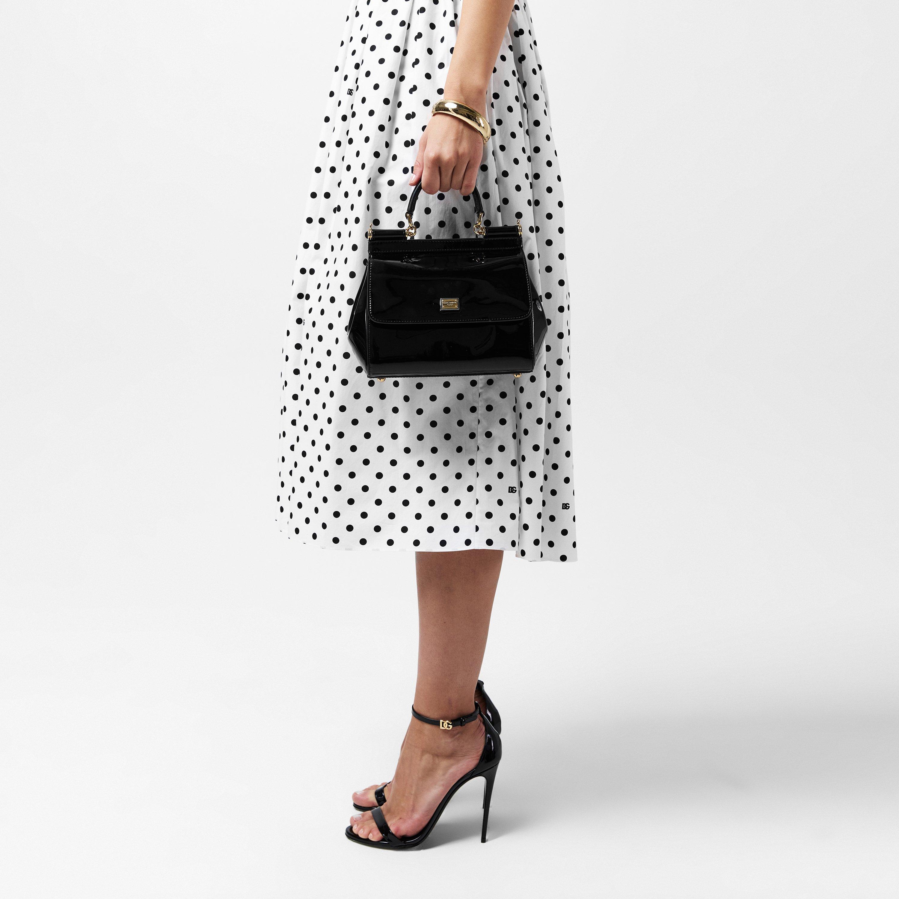 Black Shiny - Dolce and Gabbana - Medium Sicily Handbag - 2