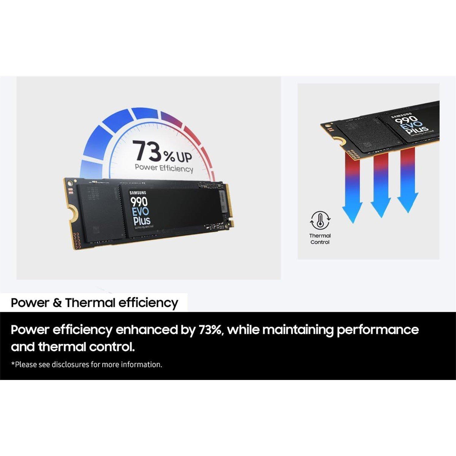 Schwarz - Samsung - 990 EVO Plus 1TB PCIe 4.0 x4 / 5.0 x2 NVMe2.0 (up to 7150 MB/s) NVMe M.2 (2280) Internal SSD - 3