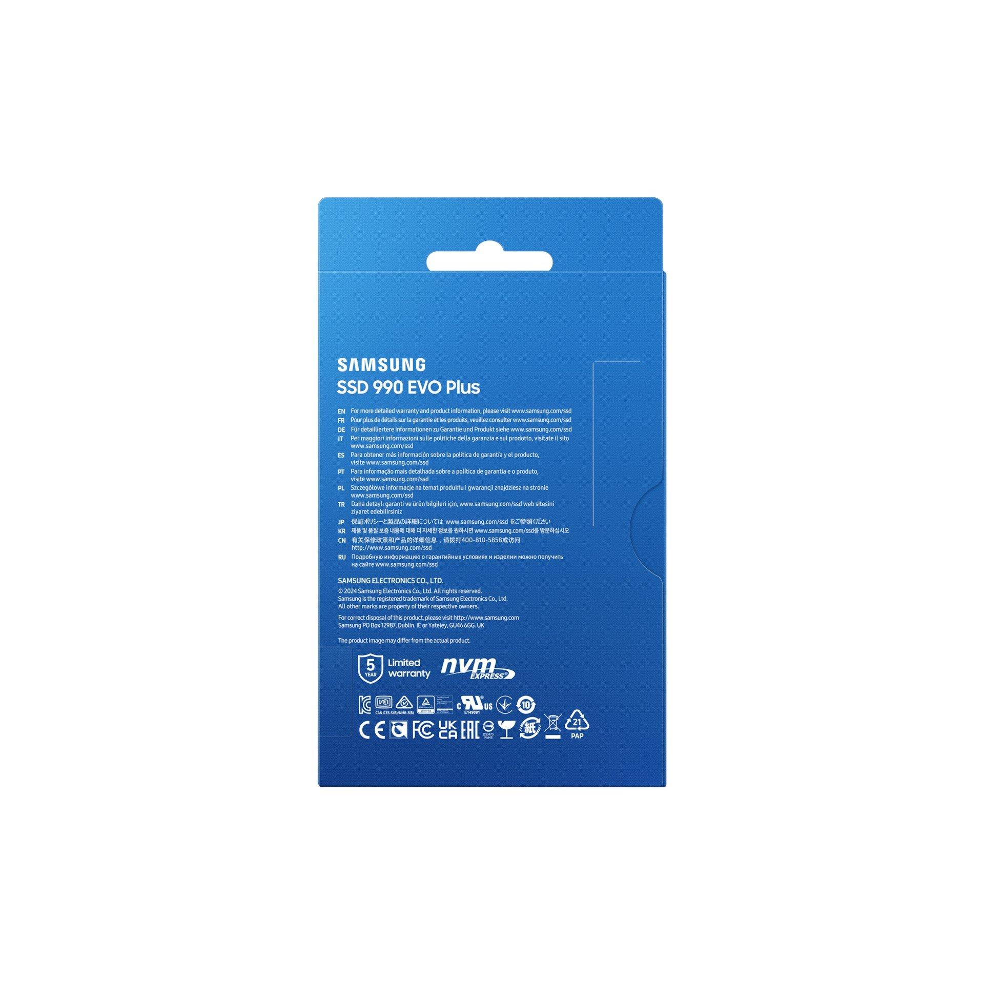 Schwarz - Samsung - 990 EVO Plus 1TB PCIe 4.0 x4 / 5.0 x2 NVMe2.0 (up to 7150 MB/s) NVMe M.2 (2280) Internal SSD - 9