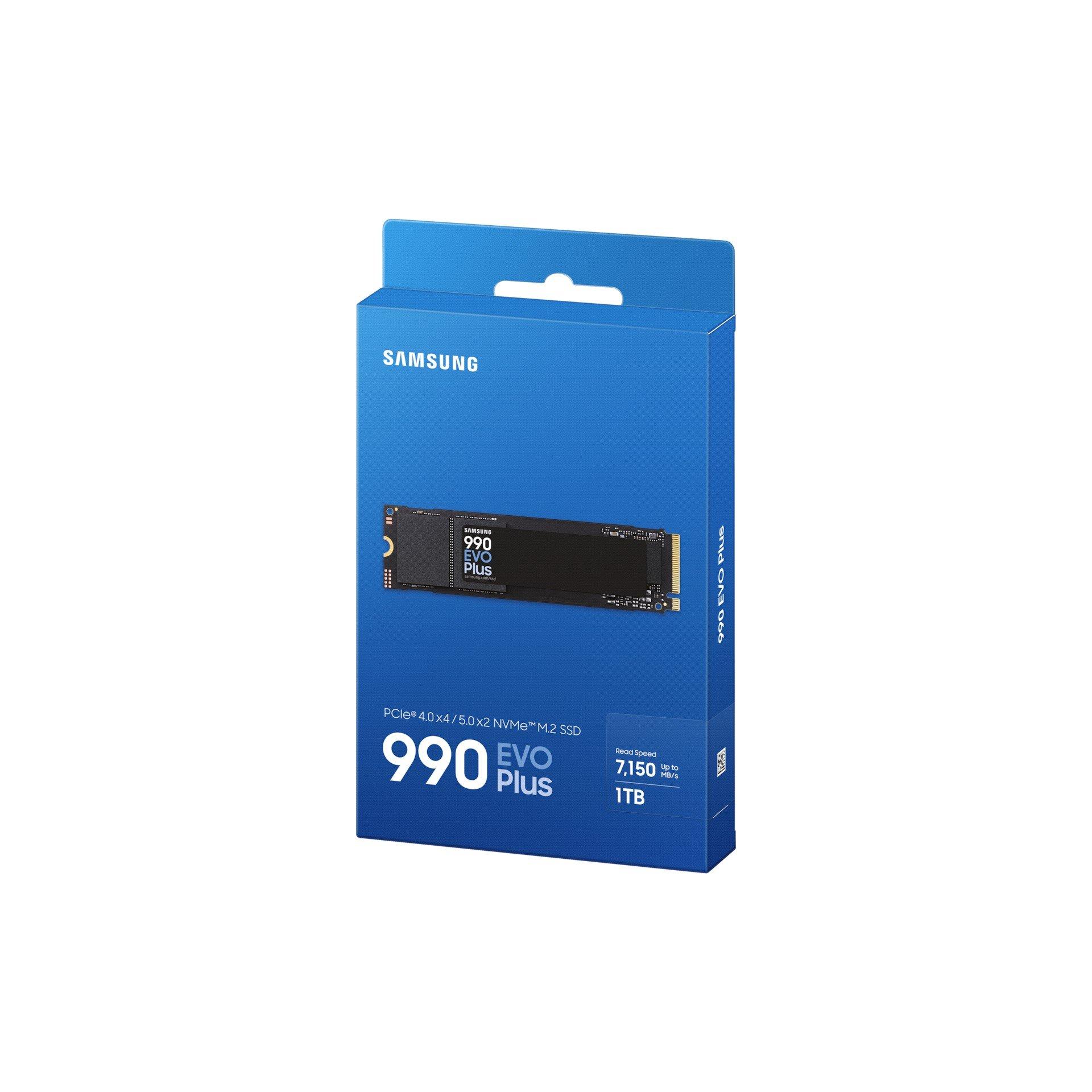 Schwarz - Samsung - 990 EVO Plus 1TB PCIe 4.0 x4 / 5.0 x2 NVMe2.0 (up to 7150 MB/s) NVMe M.2 (2280) Internal SSD - 10