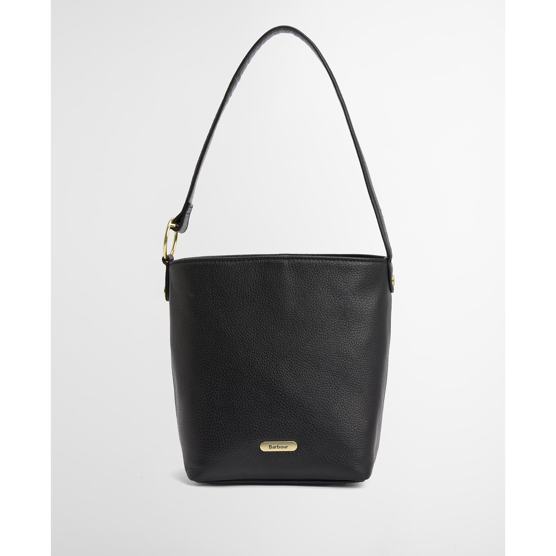 Barbour Cedar Leather Bucket Bag - Black