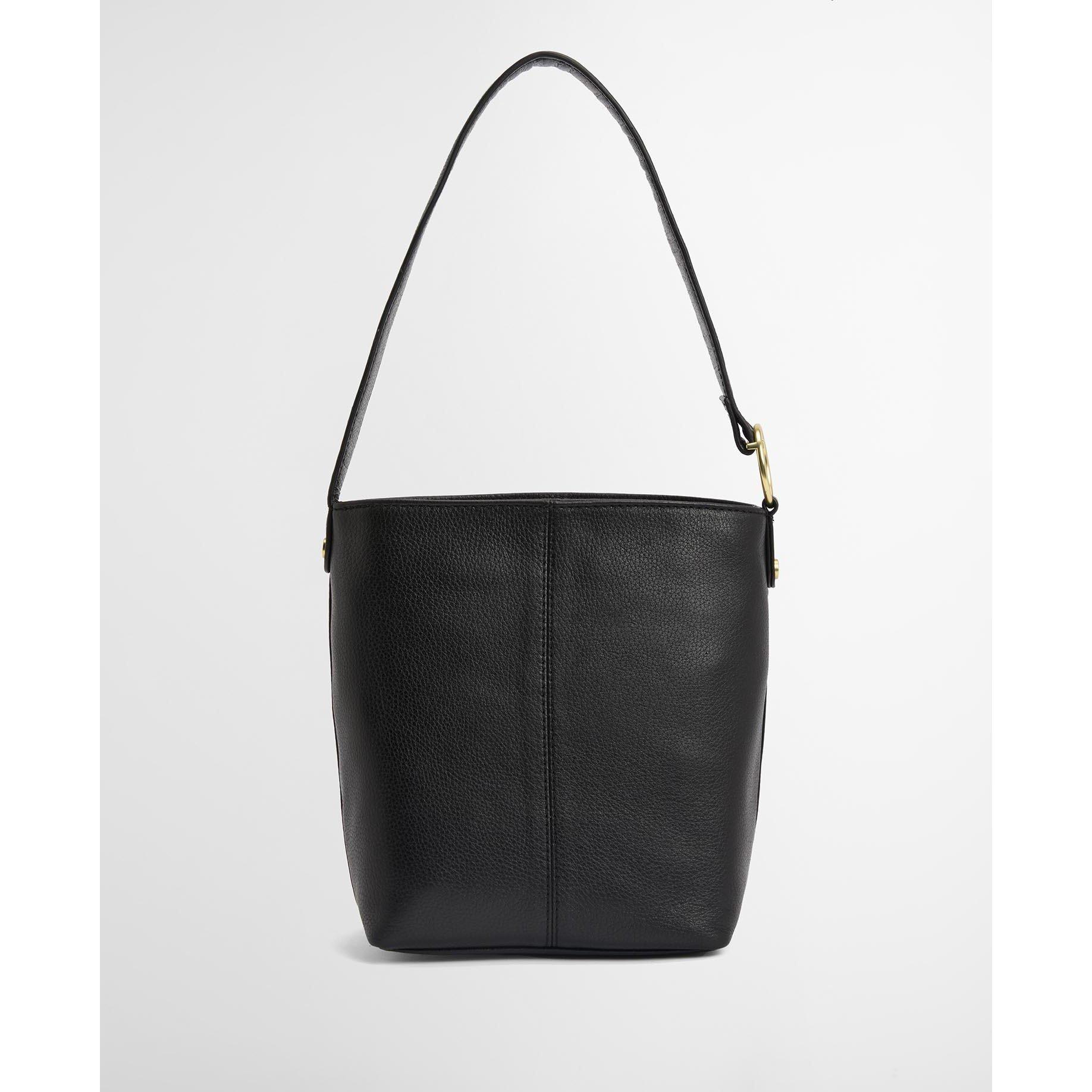 Black - Barbour - Cedar Leather Bucket Bag - 3
