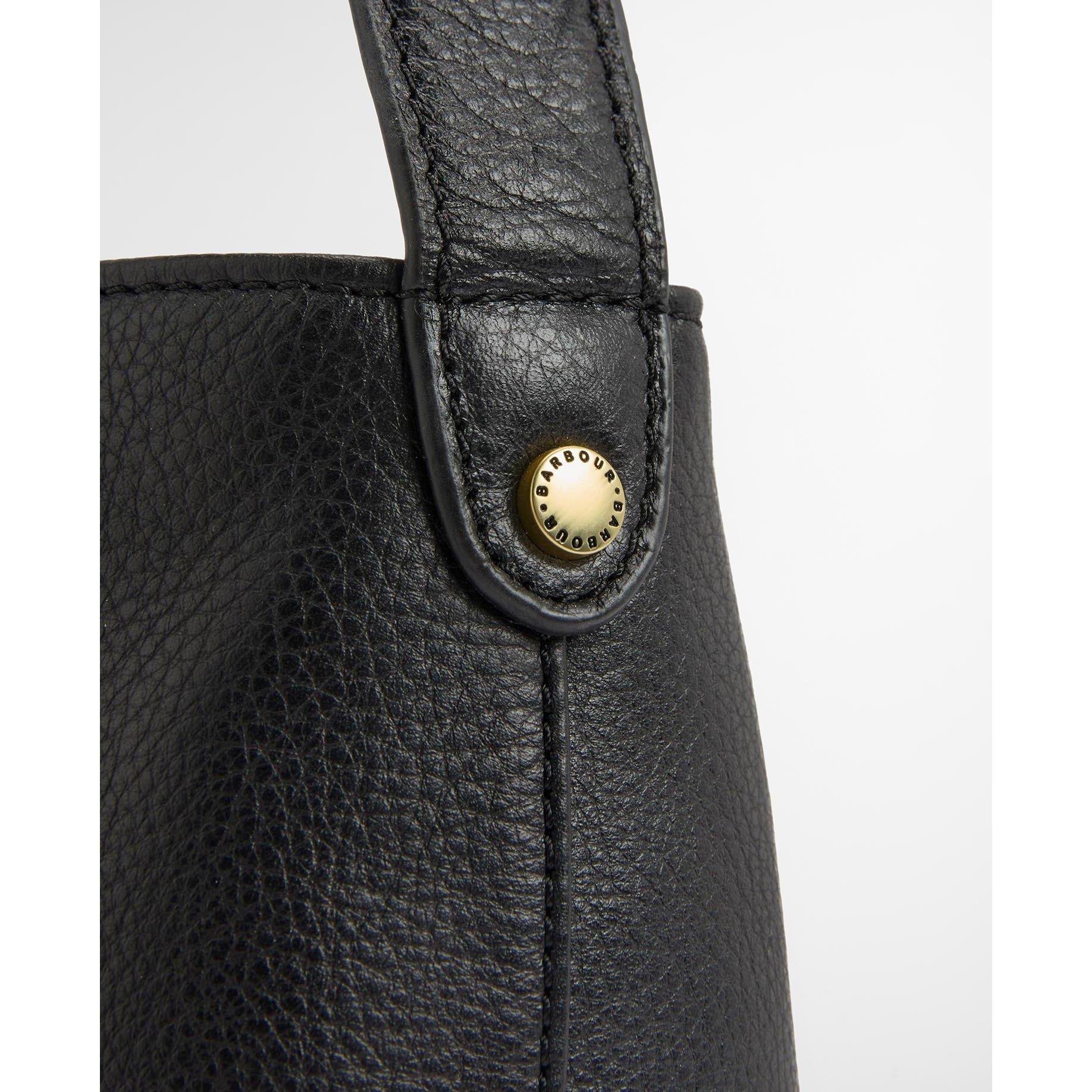 Black - Barbour - Cedar Leather Bucket Bag - 6