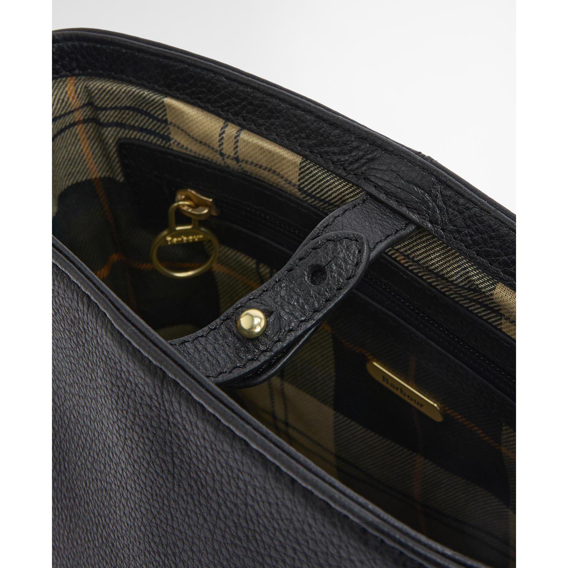 Black - Barbour - Cedar Leather Bucket Bag - 8