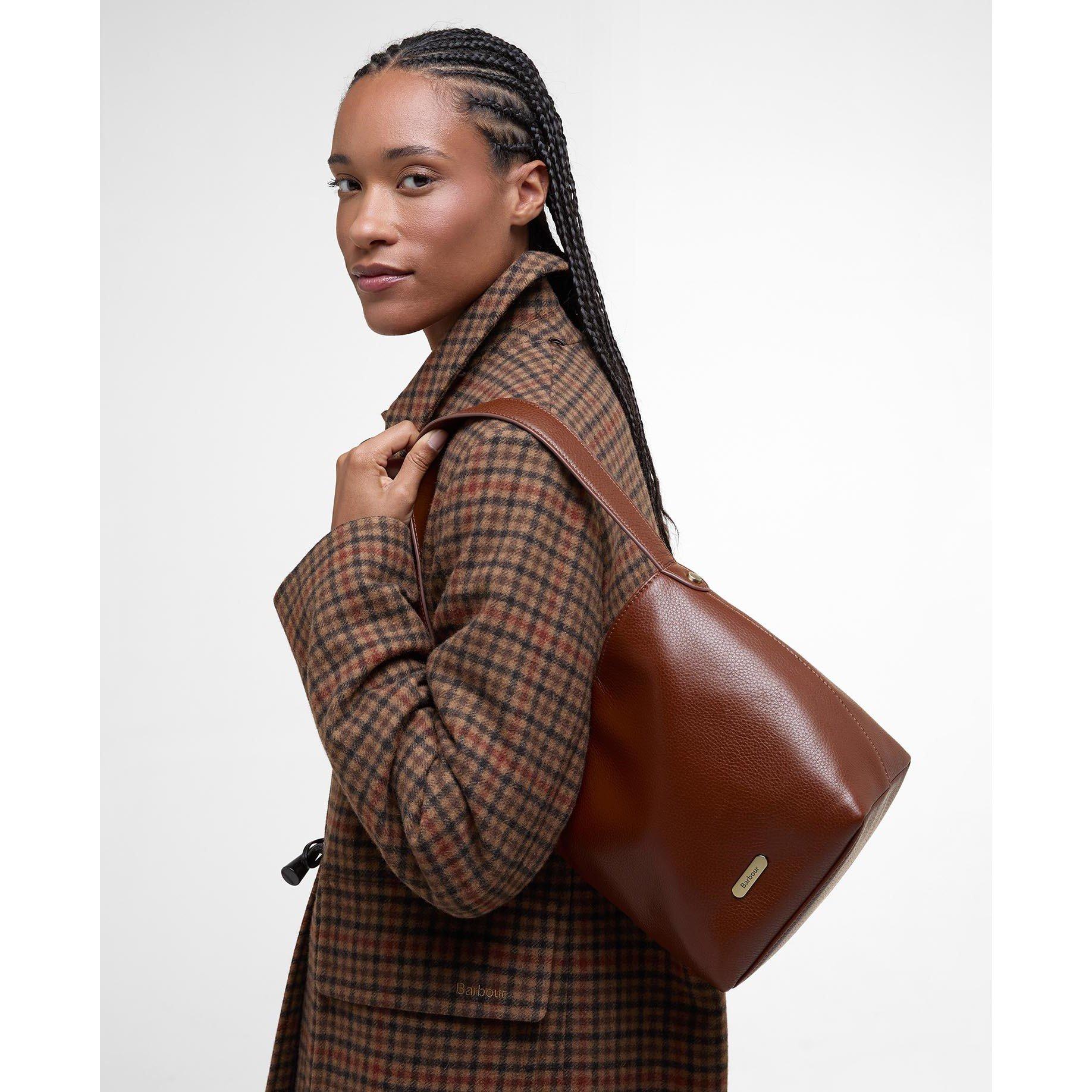 Brown - Barbour - Cedar Leather Bucket Bag - 2