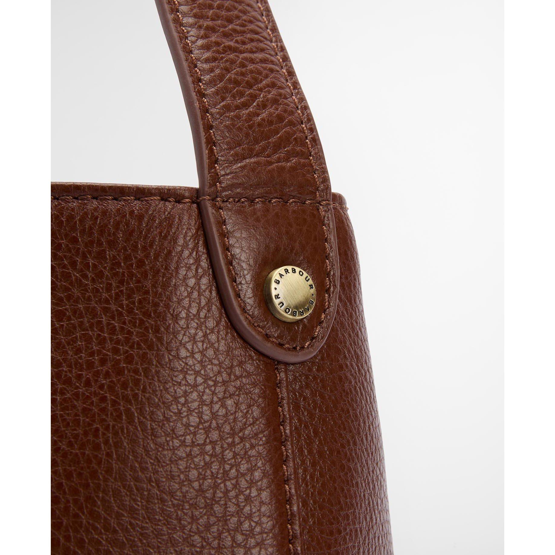 Brown - Barbour - Cedar Leather Bucket Bag - 6