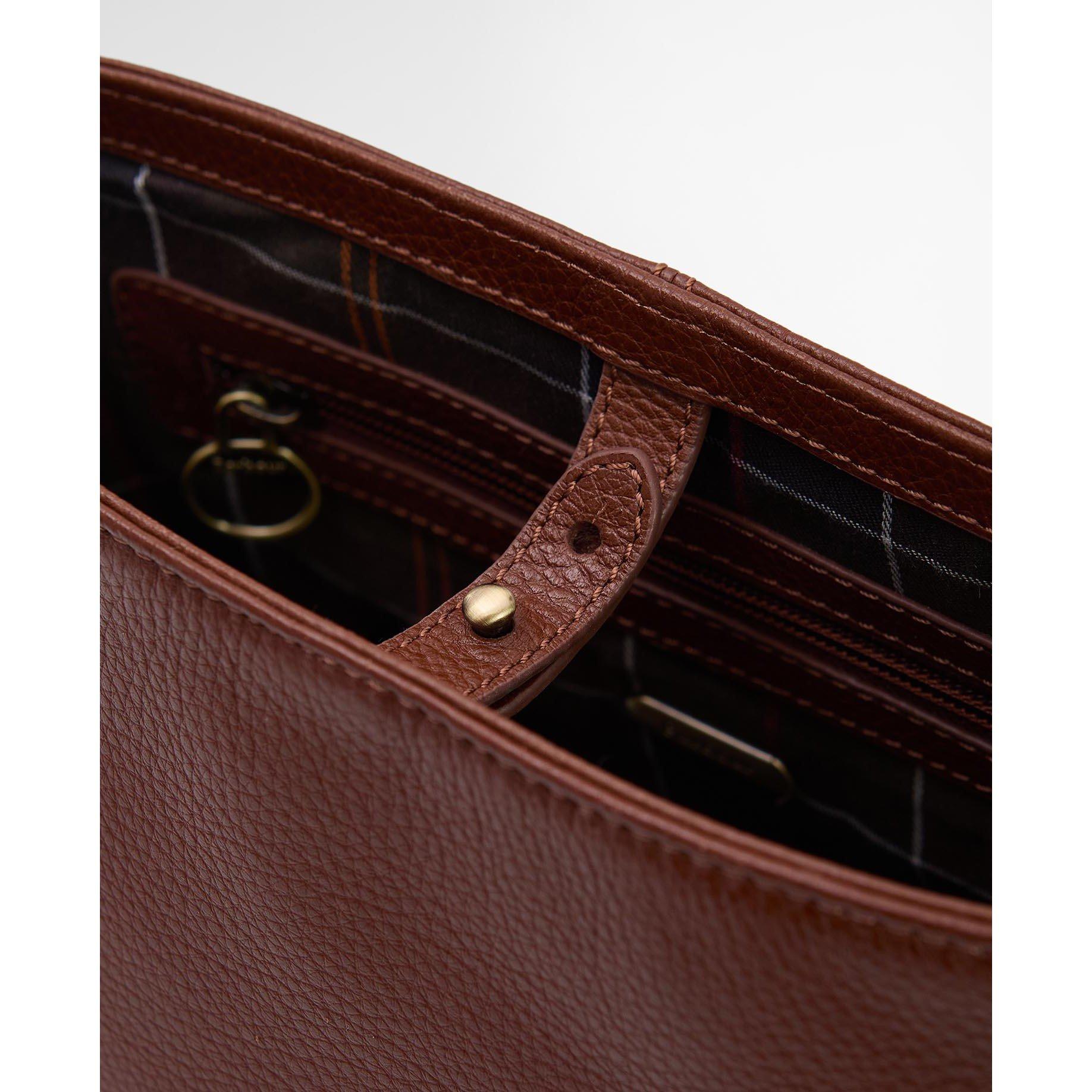 Brown - Barbour - Cedar Leather Bucket Bag - 8