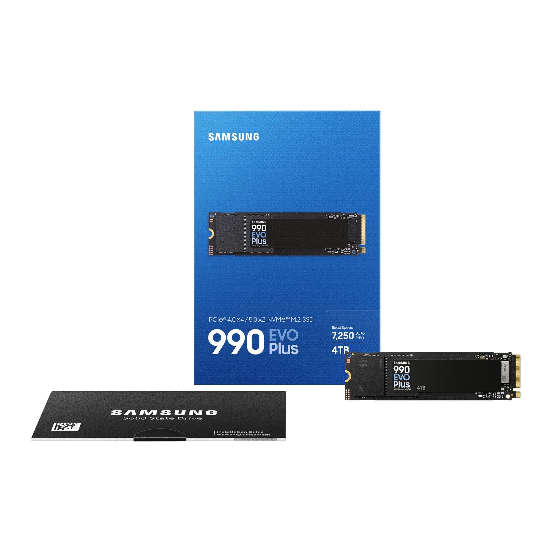 Samsung 990 EVO Plus 4TB PCIe 4.0 x4 / 5.0 x2 NVMe2.0 (up to 7150 MB/s) NVMe M.2 (2280) Internal SSD
