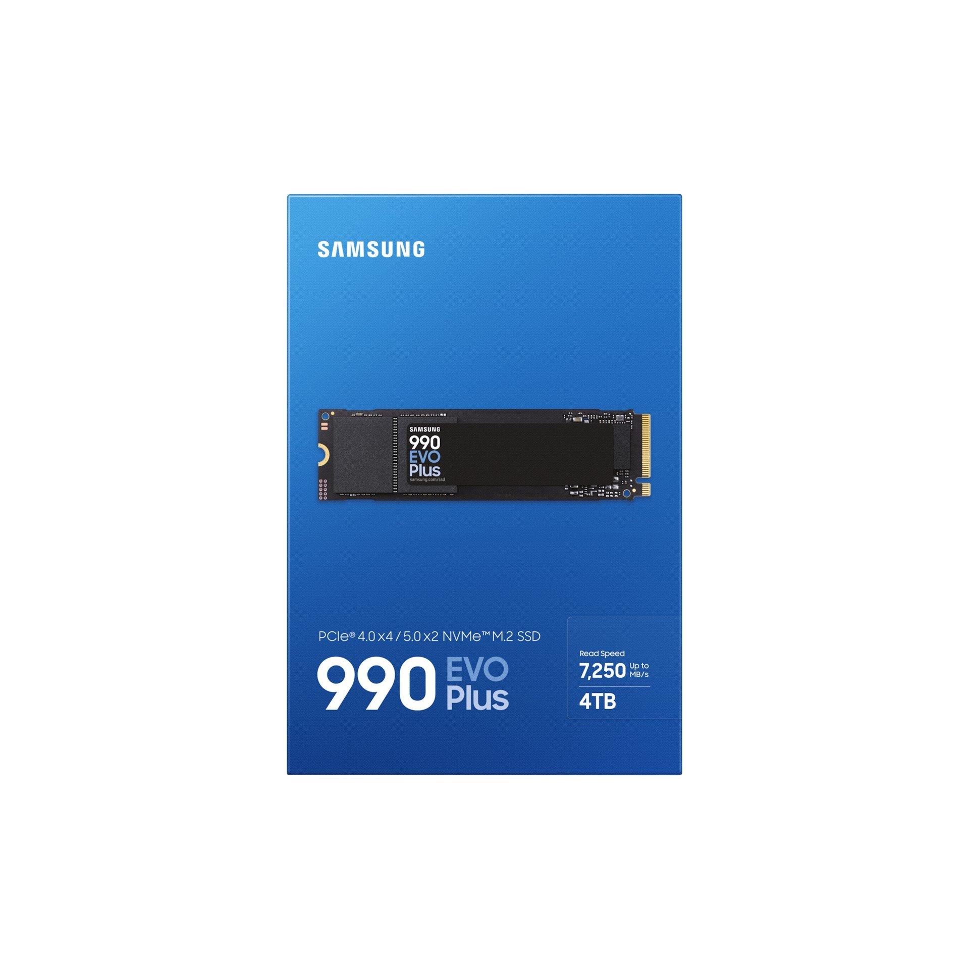 Schwarz - Samsung - 990 EVO Plus 4TB PCIe 4.0 x4 / 5.0 x2 NVMe2.0 (up to 7150 MB/s) NVMe M.2 (2280) Internal SSD - 8