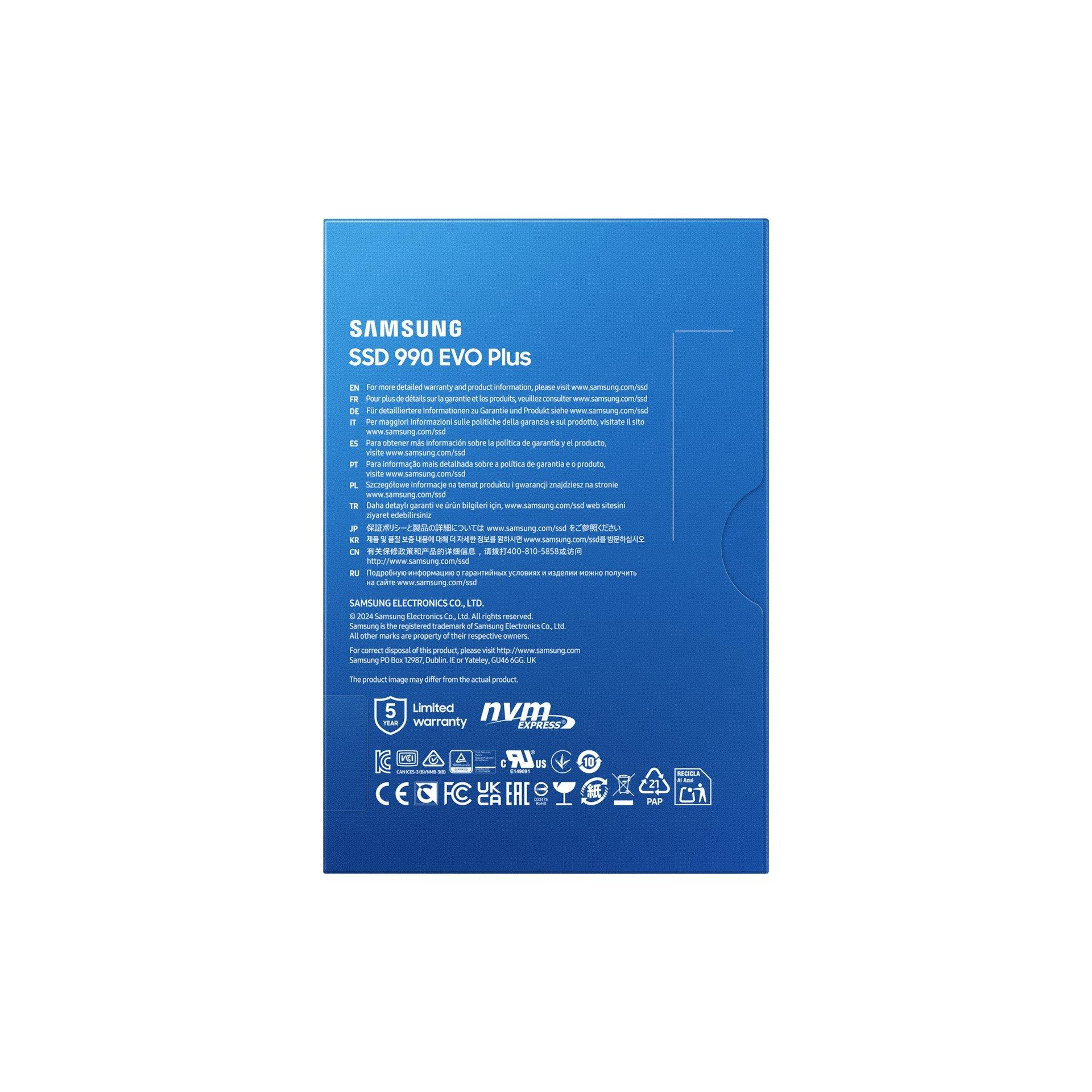 Schwarz - Samsung - 990 EVO Plus 4TB PCIe 4.0 x4 / 5.0 x2 NVMe2.0 (up to 7150 MB/s) NVMe M.2 (2280) Internal SSD - 9