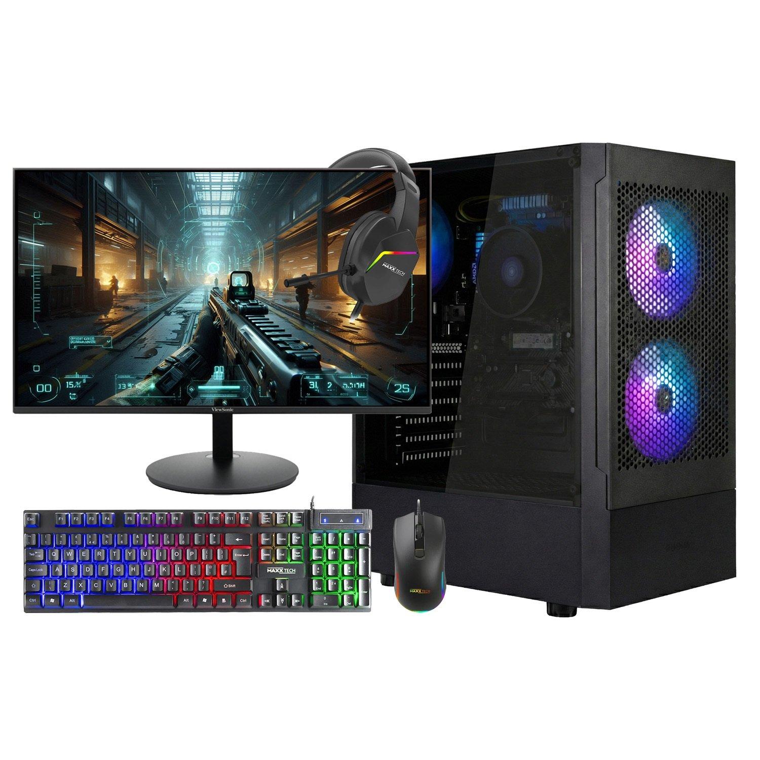 Black - Entity - Entity Excalibur Core Gaming PC Bundle - AMD Ryzen 5 5500GT 16GB 512GB SSD - Black - 1