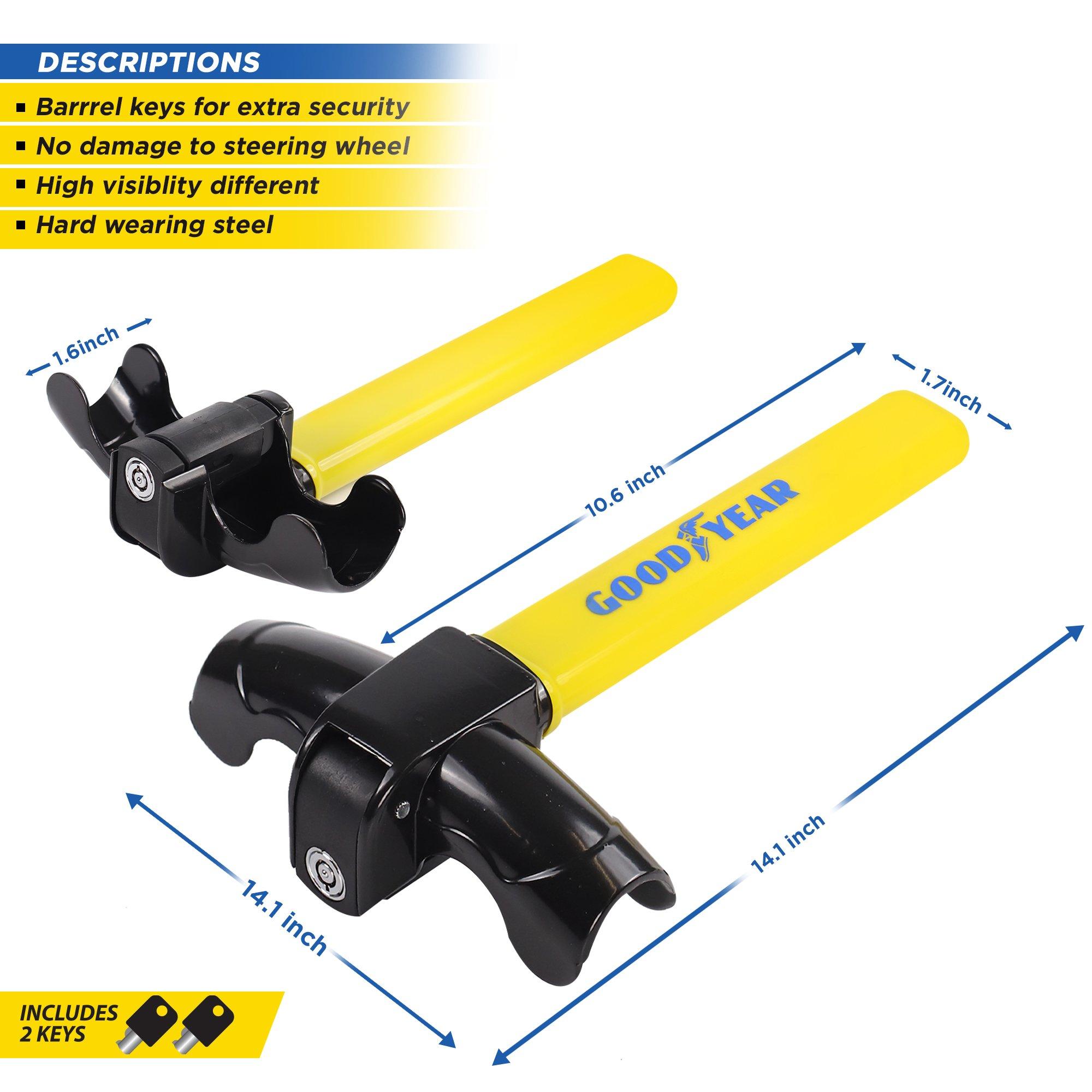 Žuto/Crno - Goodyear - Goodyear T-Shape Steering Wheel Lock - 3