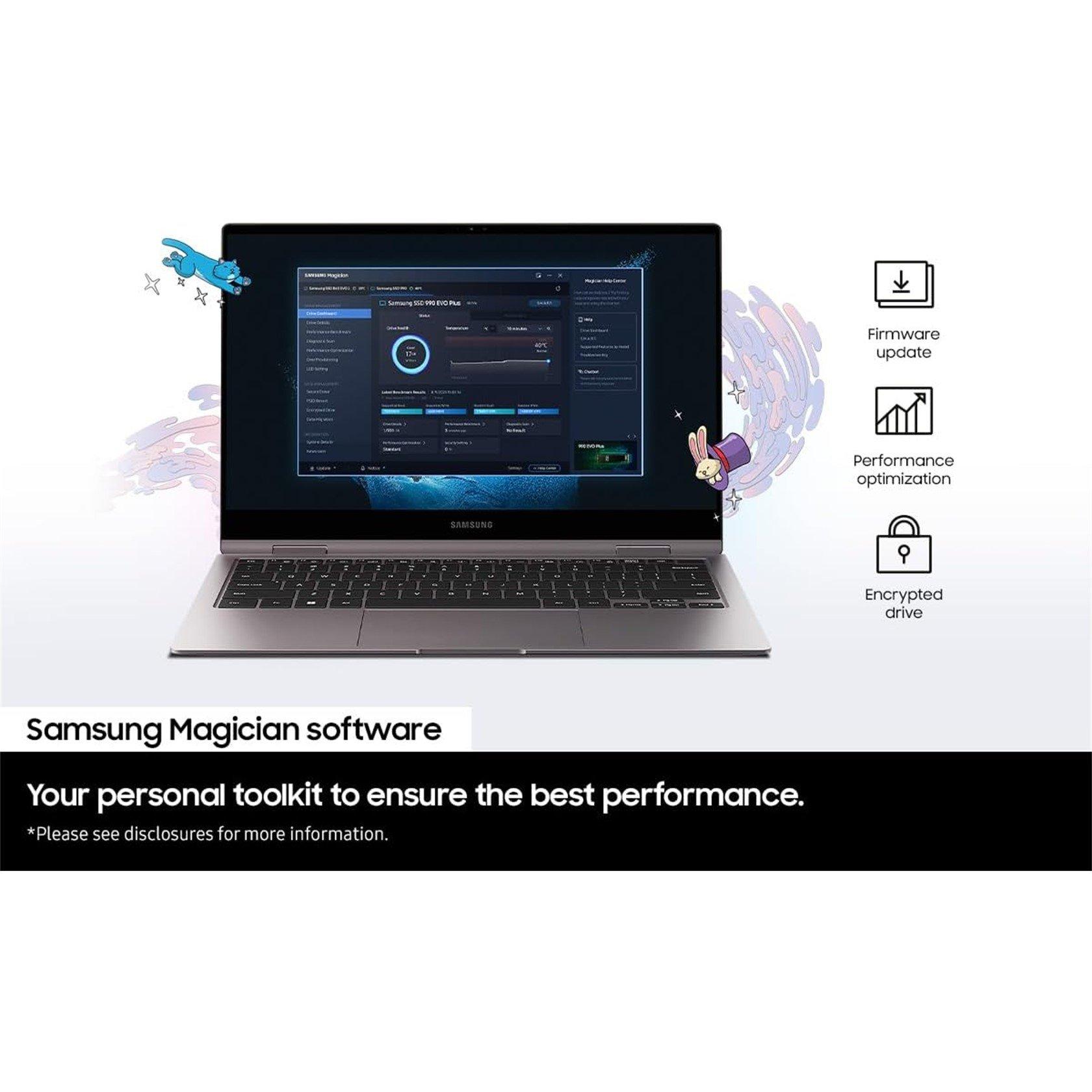 Schwarz - Samsung - 990 EVO Plus 2TB PCIe 4.0 x4 / 5.0 x2 NVMe2.0 (up to 7250 MB/s) NVMe M.2 (2280) Internal SSD - 11