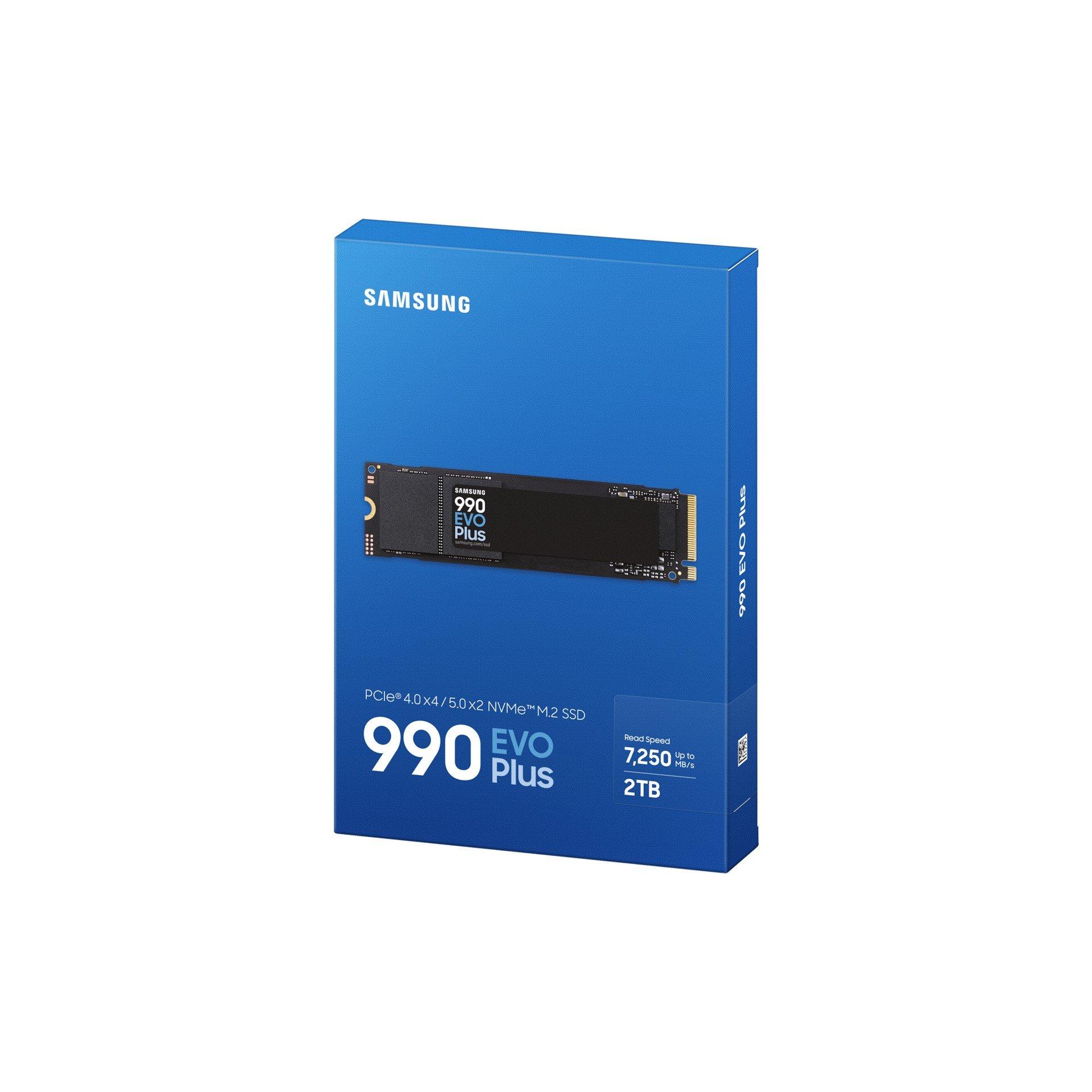 Schwarz - Samsung - 990 EVO Plus 2TB PCIe 4.0 x4 / 5.0 x2 NVMe2.0 (up to 7250 MB/s) NVMe M.2 (2280) Internal SSD - 10