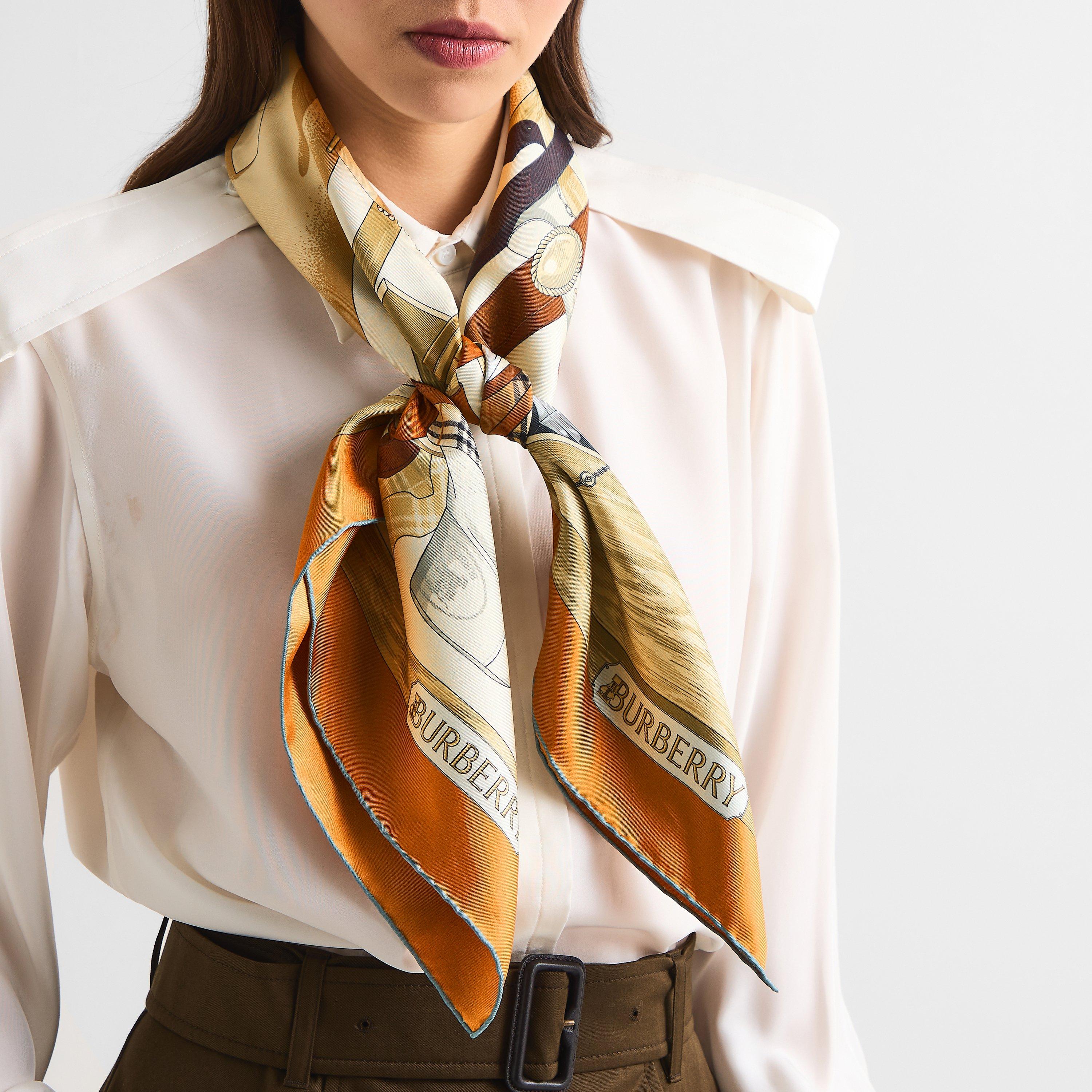 Pumpkin Orange - Burberry - Women's Silk Scarf - 2