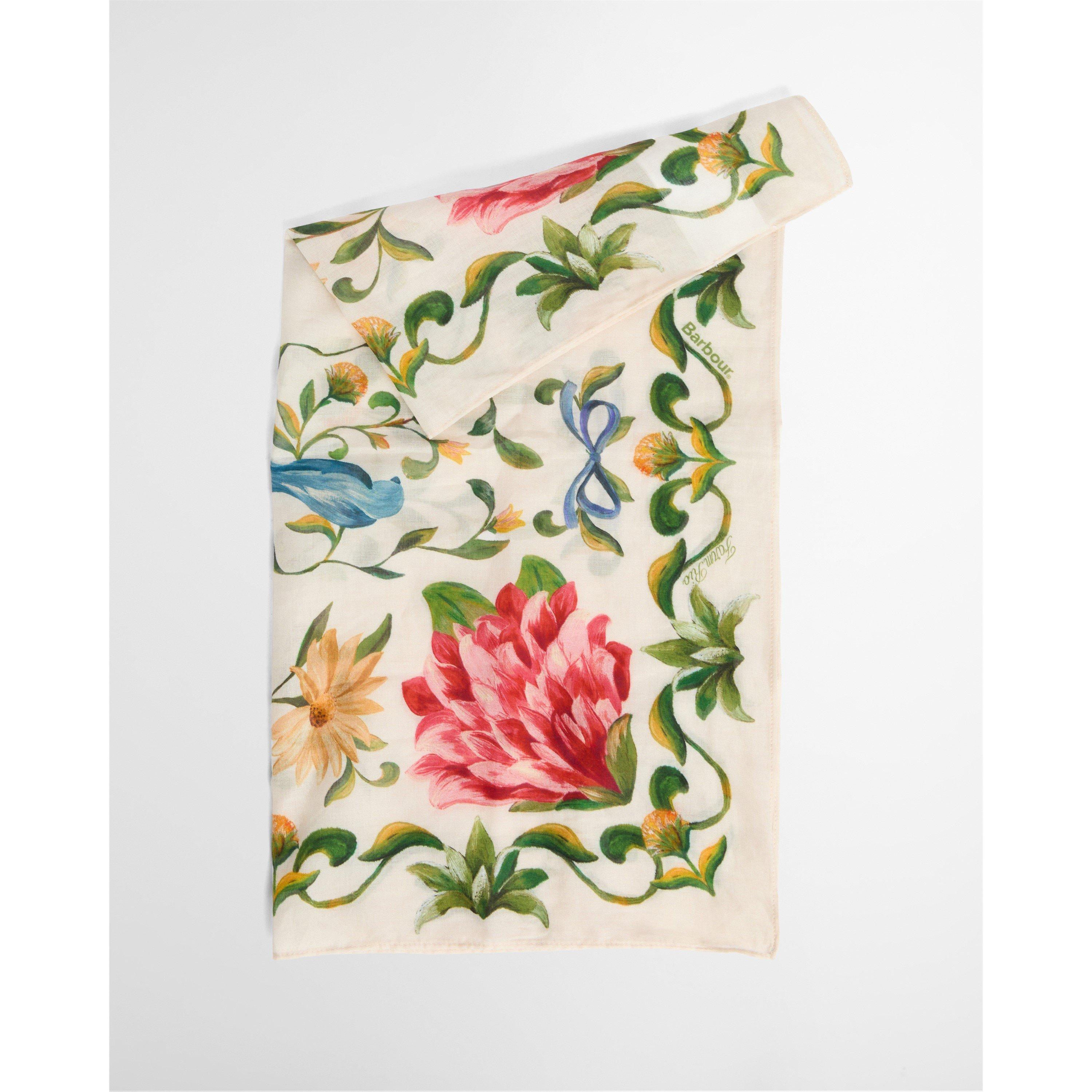 Cream Petal - Barbour x Farm Rio - Women's Silk Scarf - 1