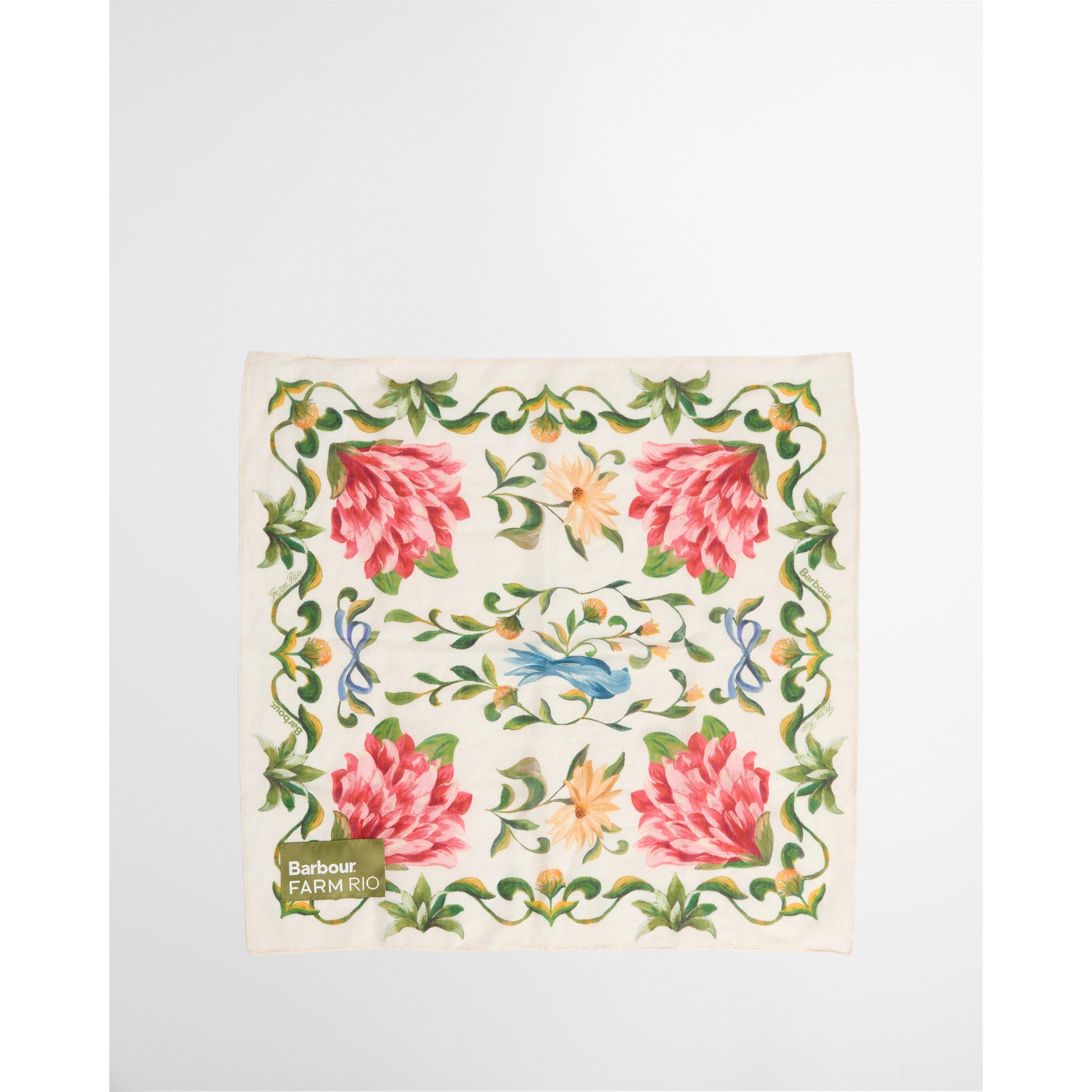 Cream Petal - Barbour x Farm Rio - Women's Silk Scarf - 2