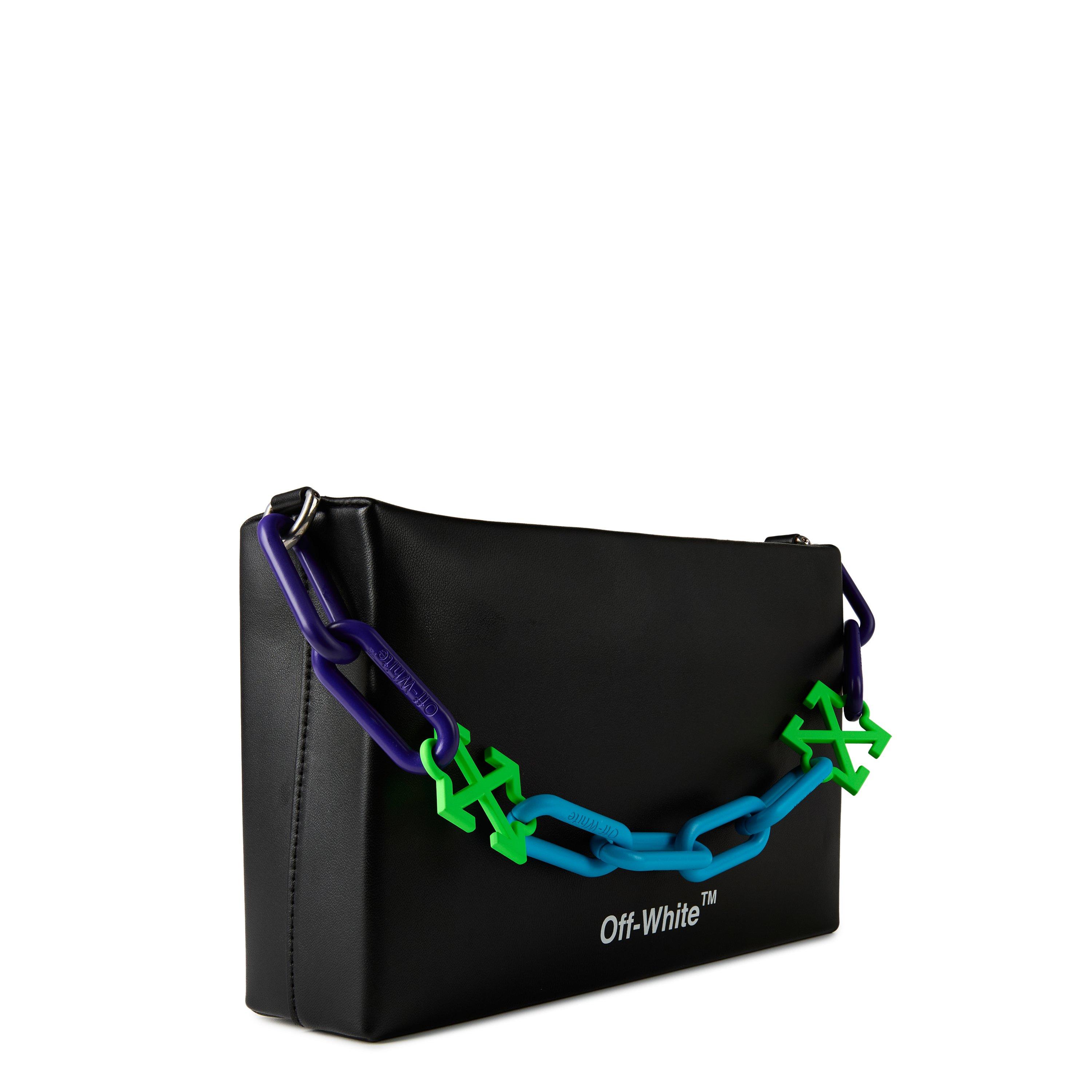 Schwarz/Weiß - Off White - Women's Block Met Logo Pouch Clutch Bag, Italian Craftsmanship - 2