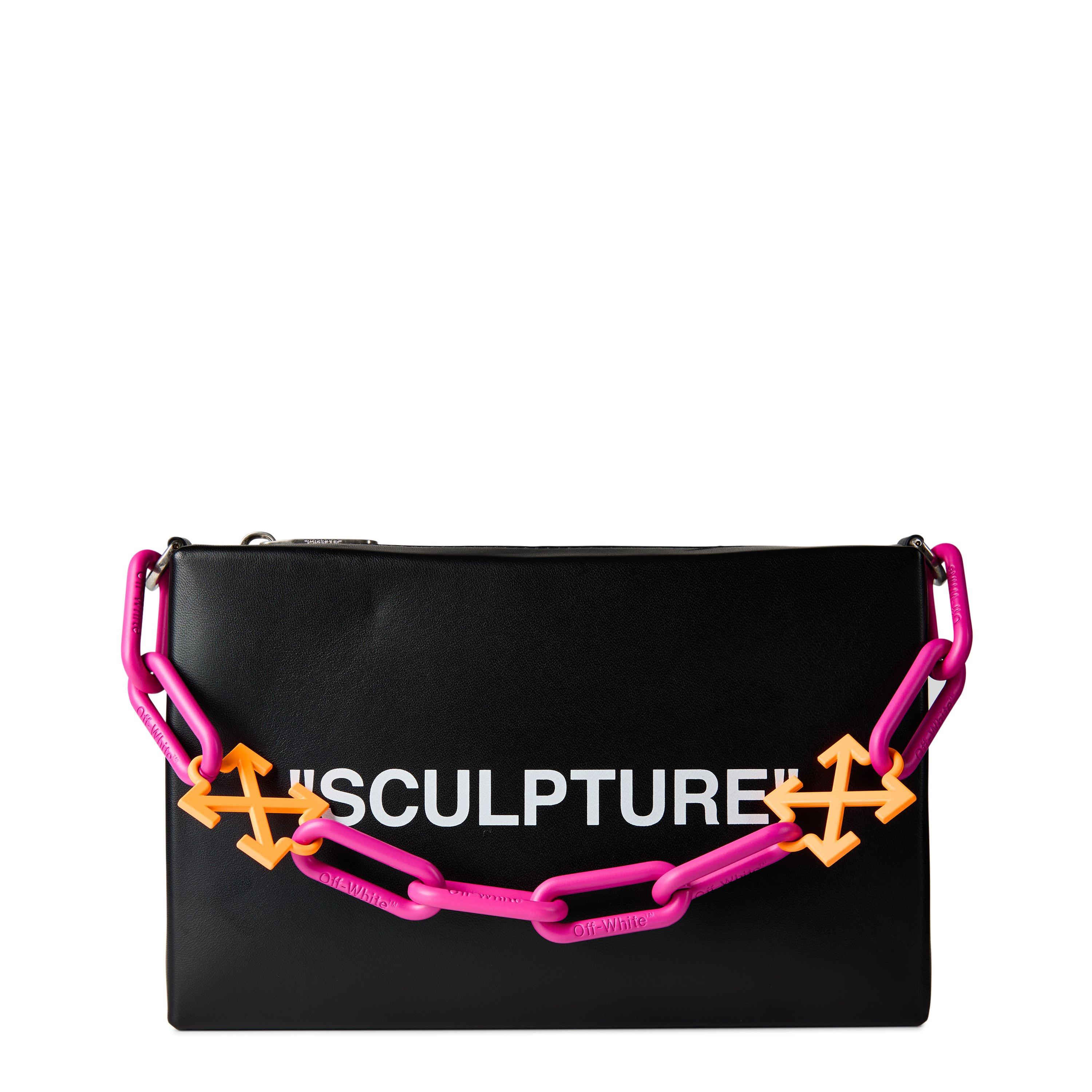 Women's Block Met Logo Pouch Clutch Bag, Italian Craftsmanship