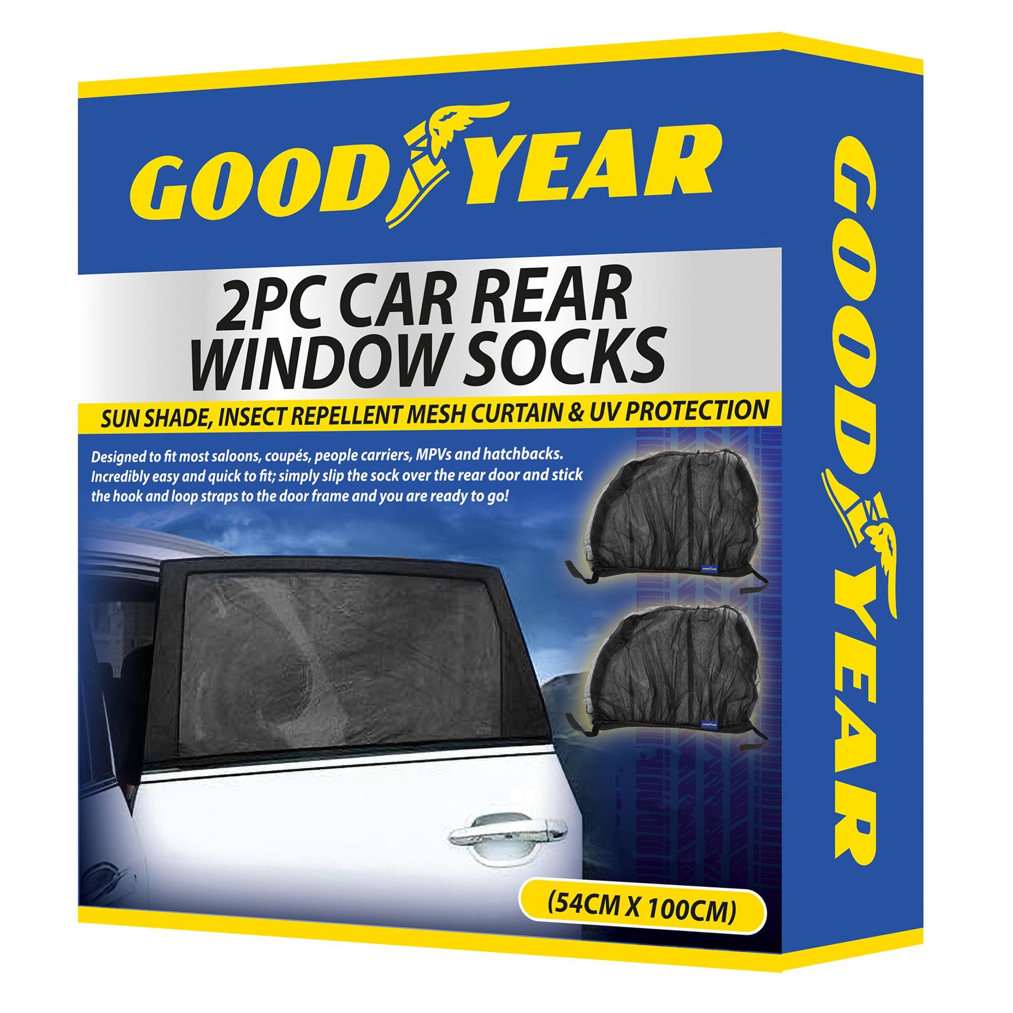 Crna - Goodyear - Goodyear 2 Piece Car Rear Window Socks - 1
