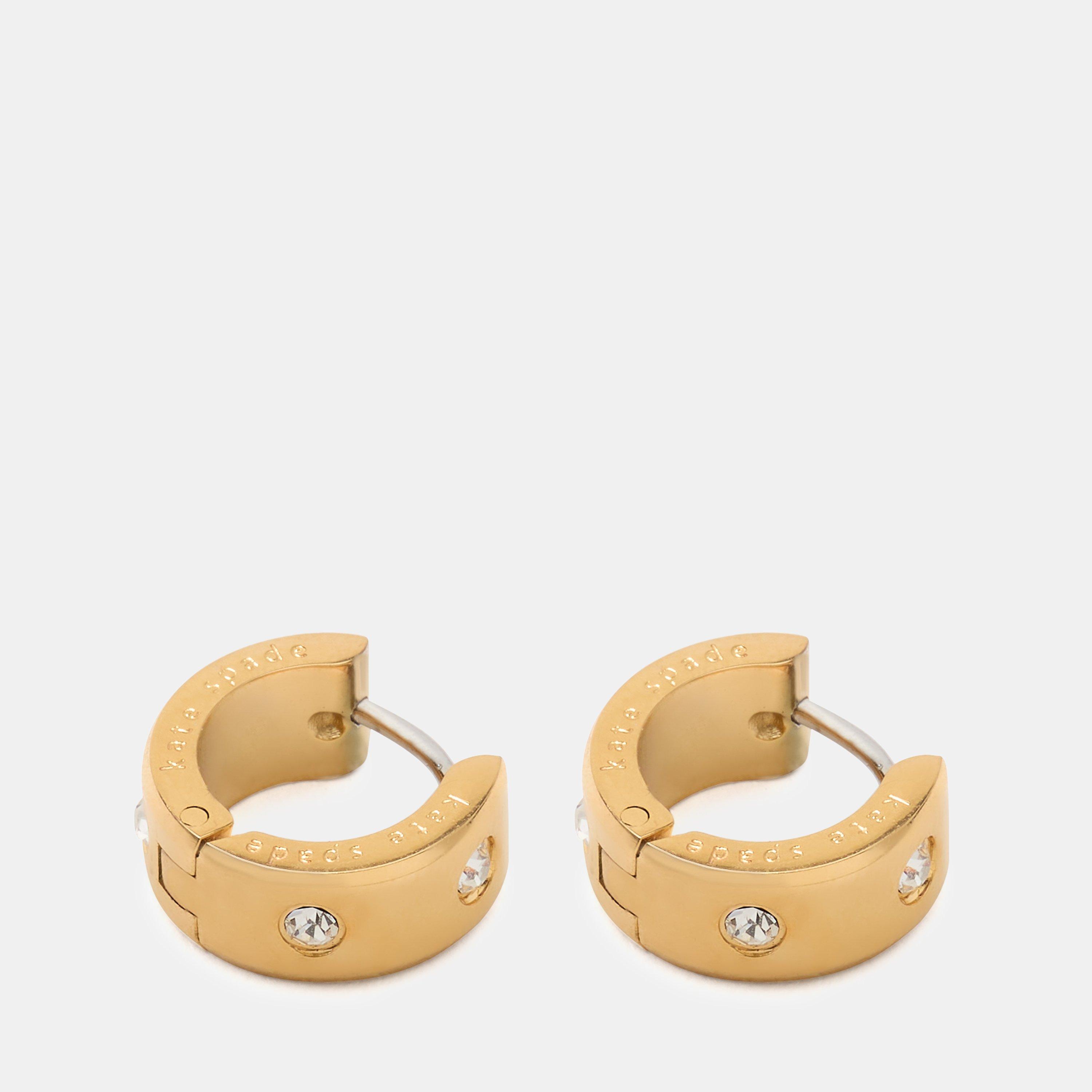 Gold Clear - Kate Spade - Women's Cubic Zirconia Chunky Huggie Earrings - 2