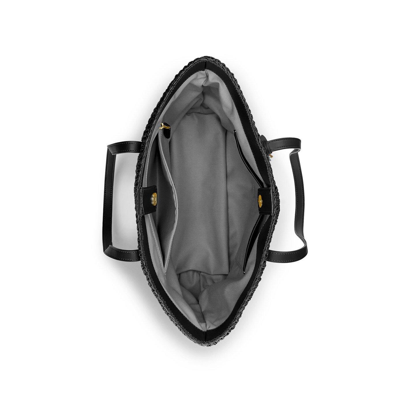 Black/Black - Lauren by Ralph Lauren - Straw Whitney 29 Tote Bag - 4