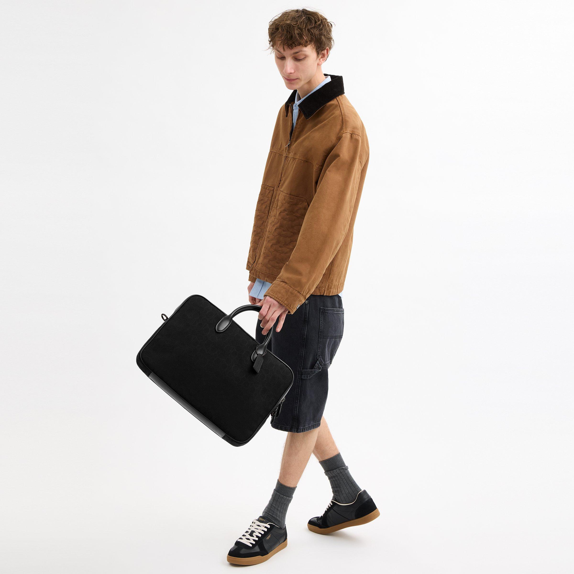 Black - Coach - Men's Theo Signature Jacquard Laptop Bags - 4