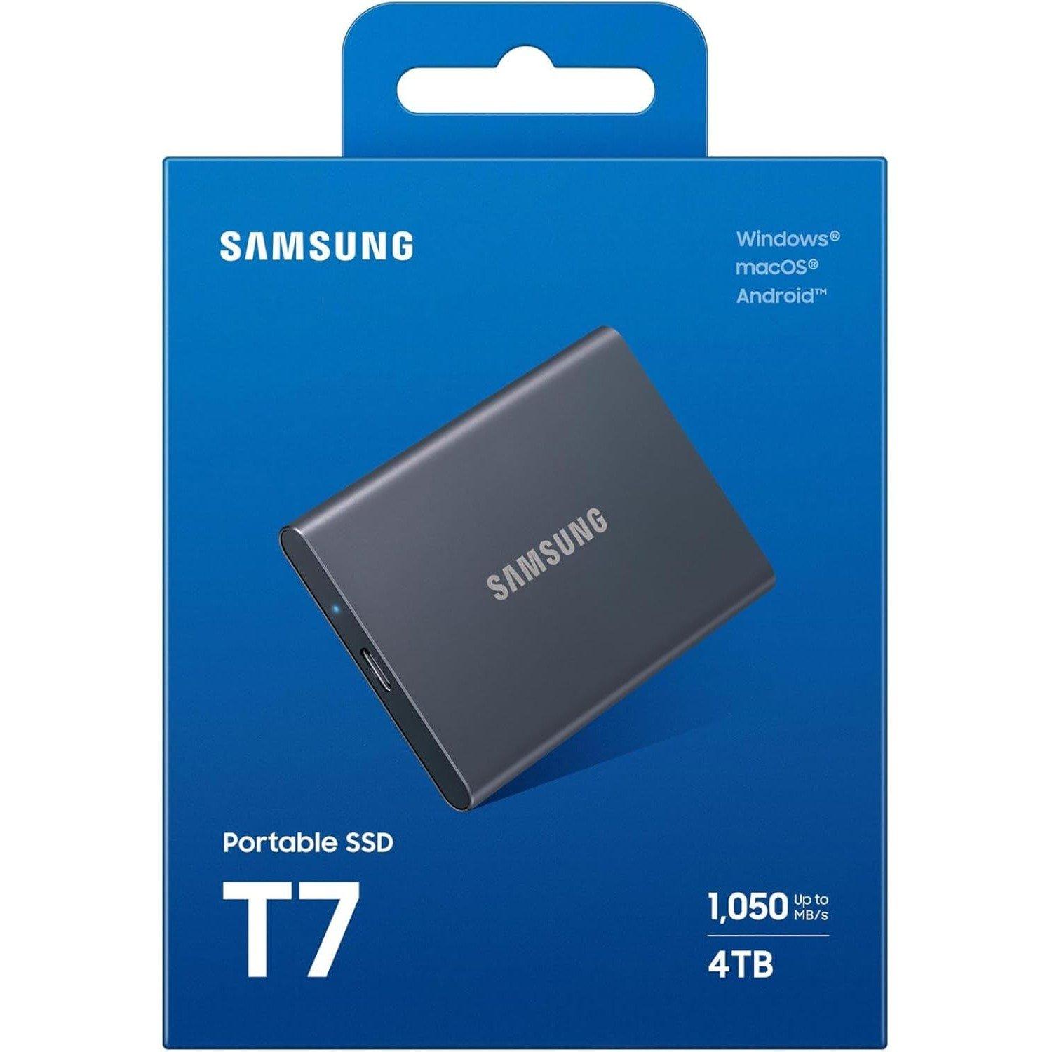 Grau - Samsung - Portable SSD T7 4TB Titan Gray USB3.2 Type-C R/W(Max) 1050MB/s Aluminium Case - 2