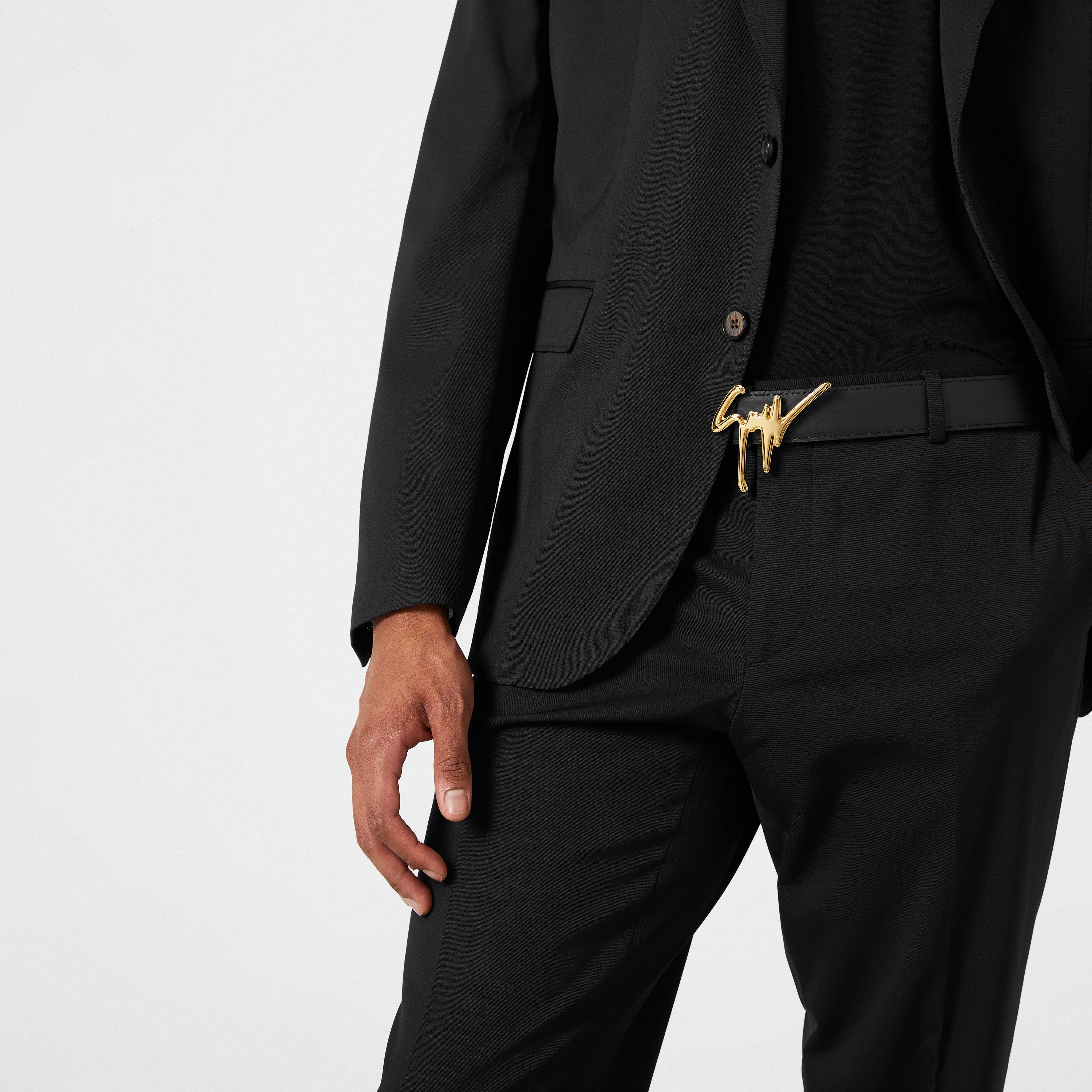 Black/Gold - Giuseppe Zanotti - Script Logo Belt - 2