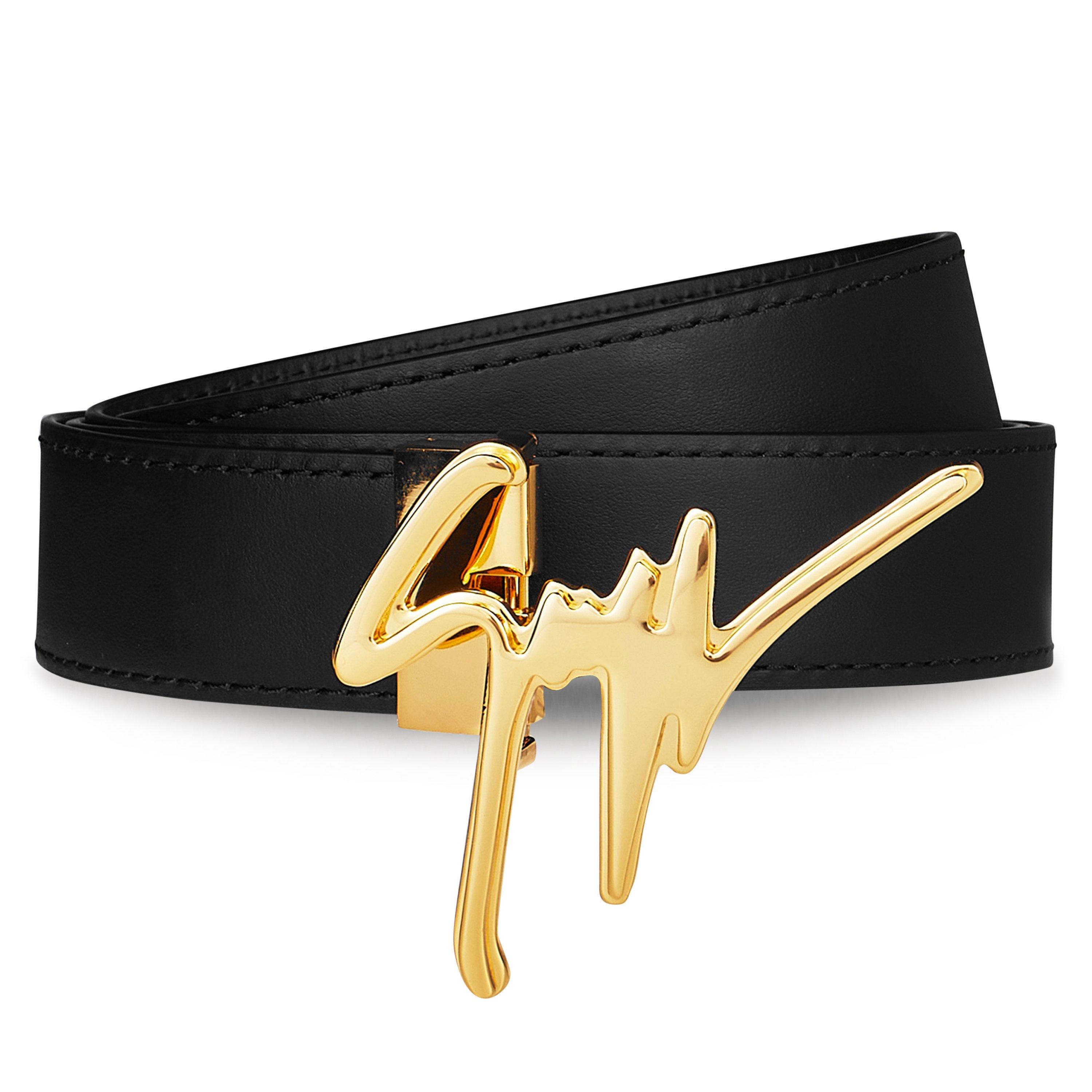 Black/Gold - Giuseppe Zanotti - Script Logo Belt - 3