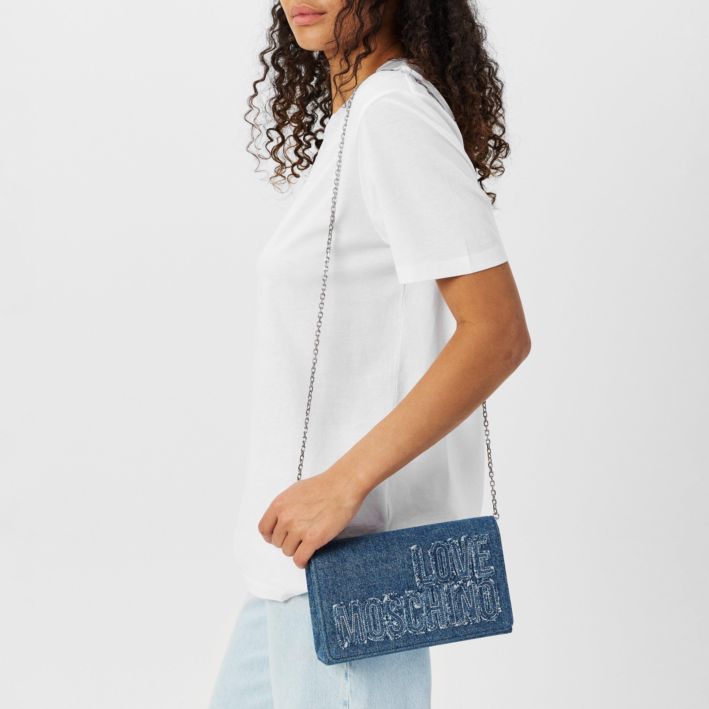 Blue - Love Moschino - Women's Denim Cross Body Bag - 3