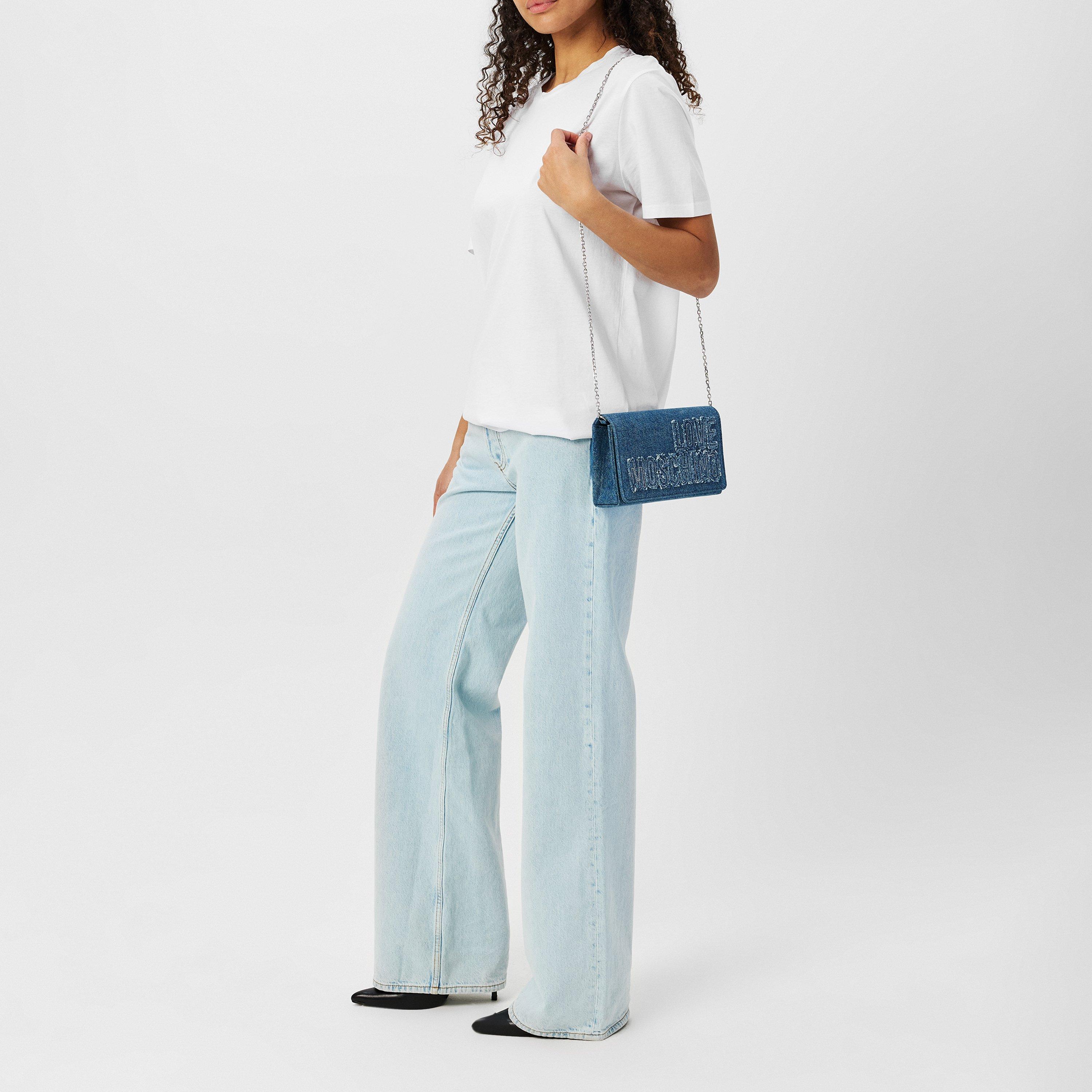 Blue - Love Moschino - Women's Denim Cross Body Bag - 6