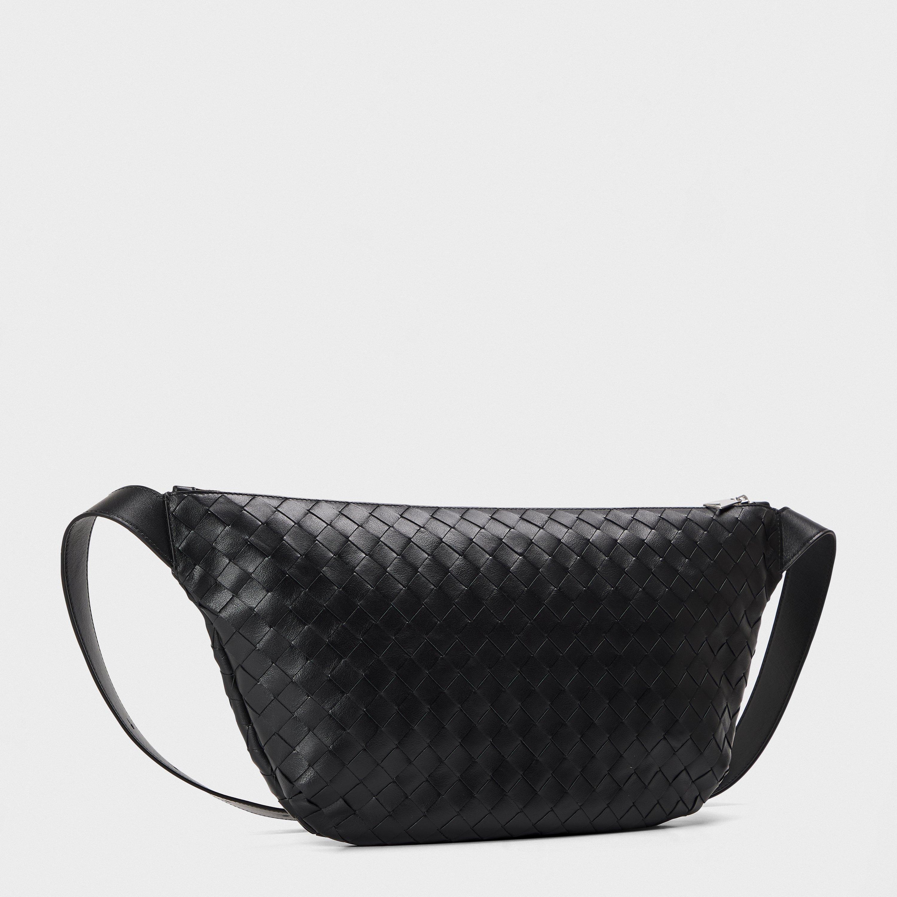 Black/Silver - Bottega Veneta - Men's BV Round Sling Bag - 2