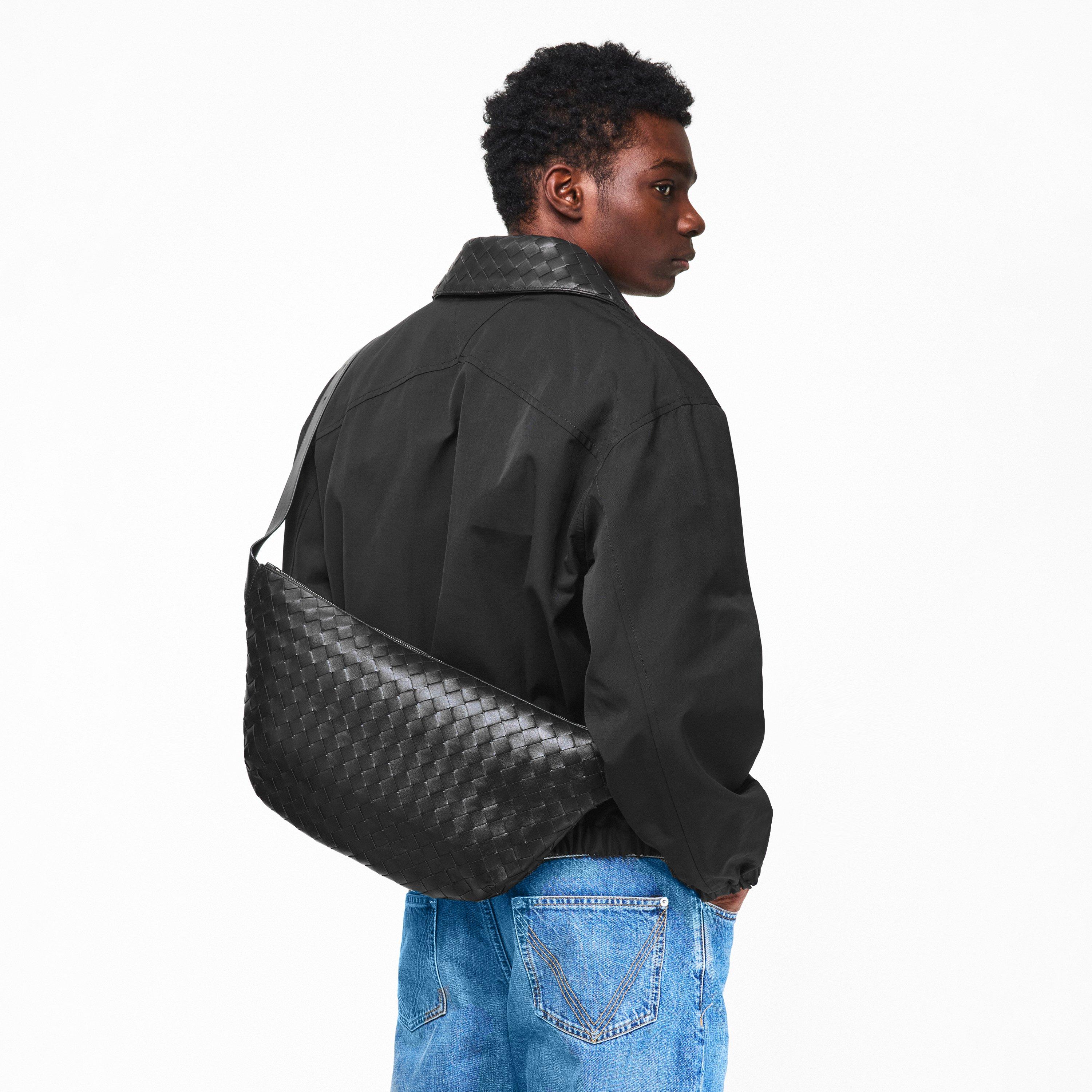 Black/Silver - Bottega Veneta - Men's BV Round Sling Bag - 3