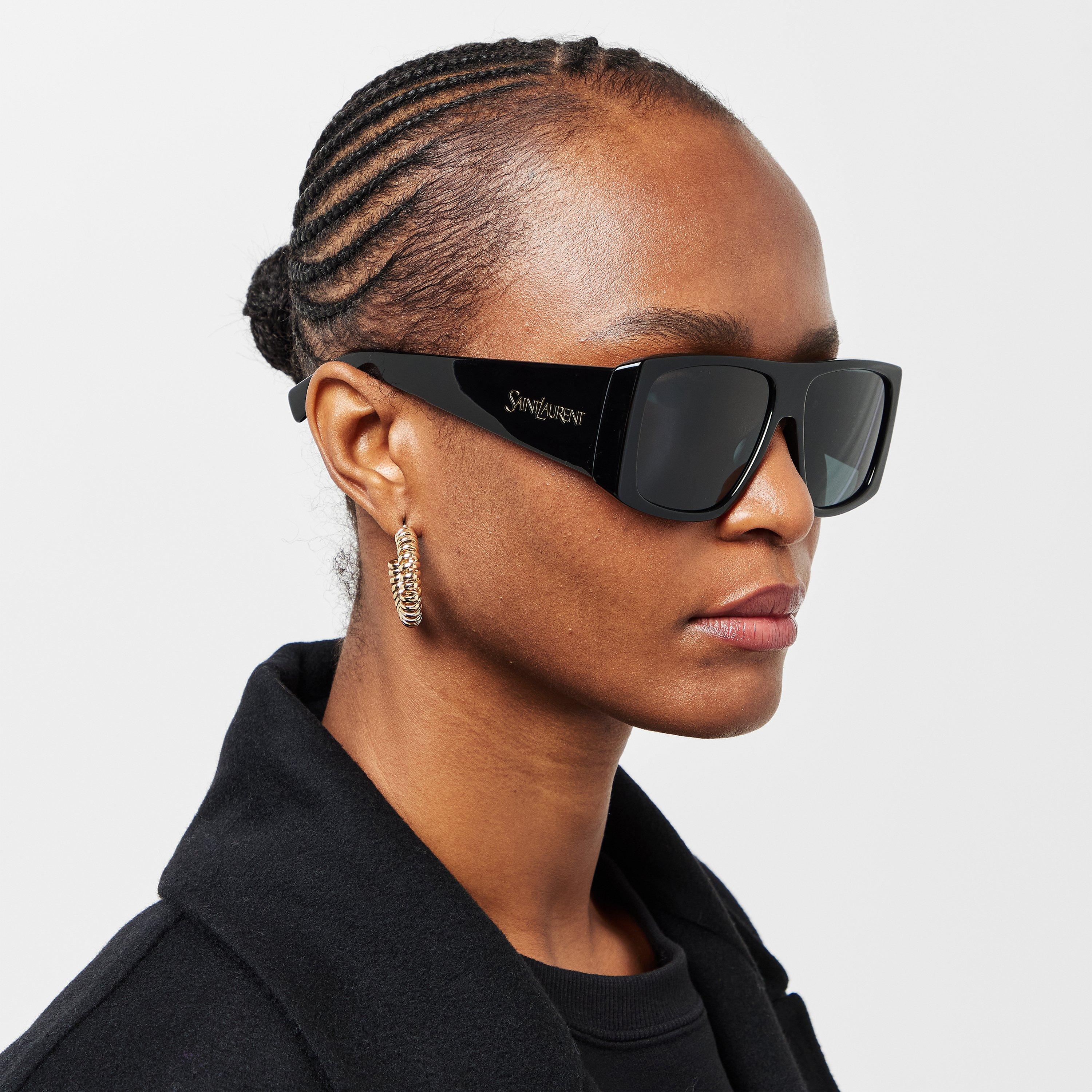 Black/Black - Saint Laurent - Women's Shield Sunglasses - 3