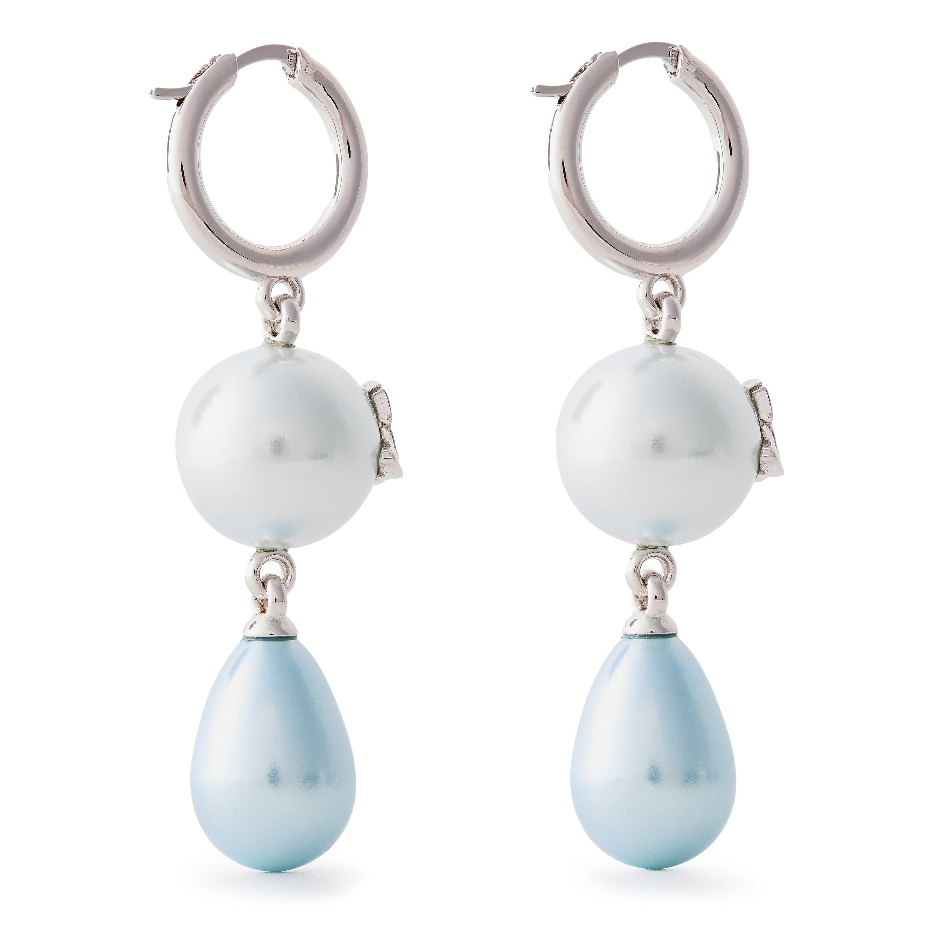 PLATINUM / BLUE - Vivienne Westwood - Women's Viv Martha Ears Drop Earrings - 2