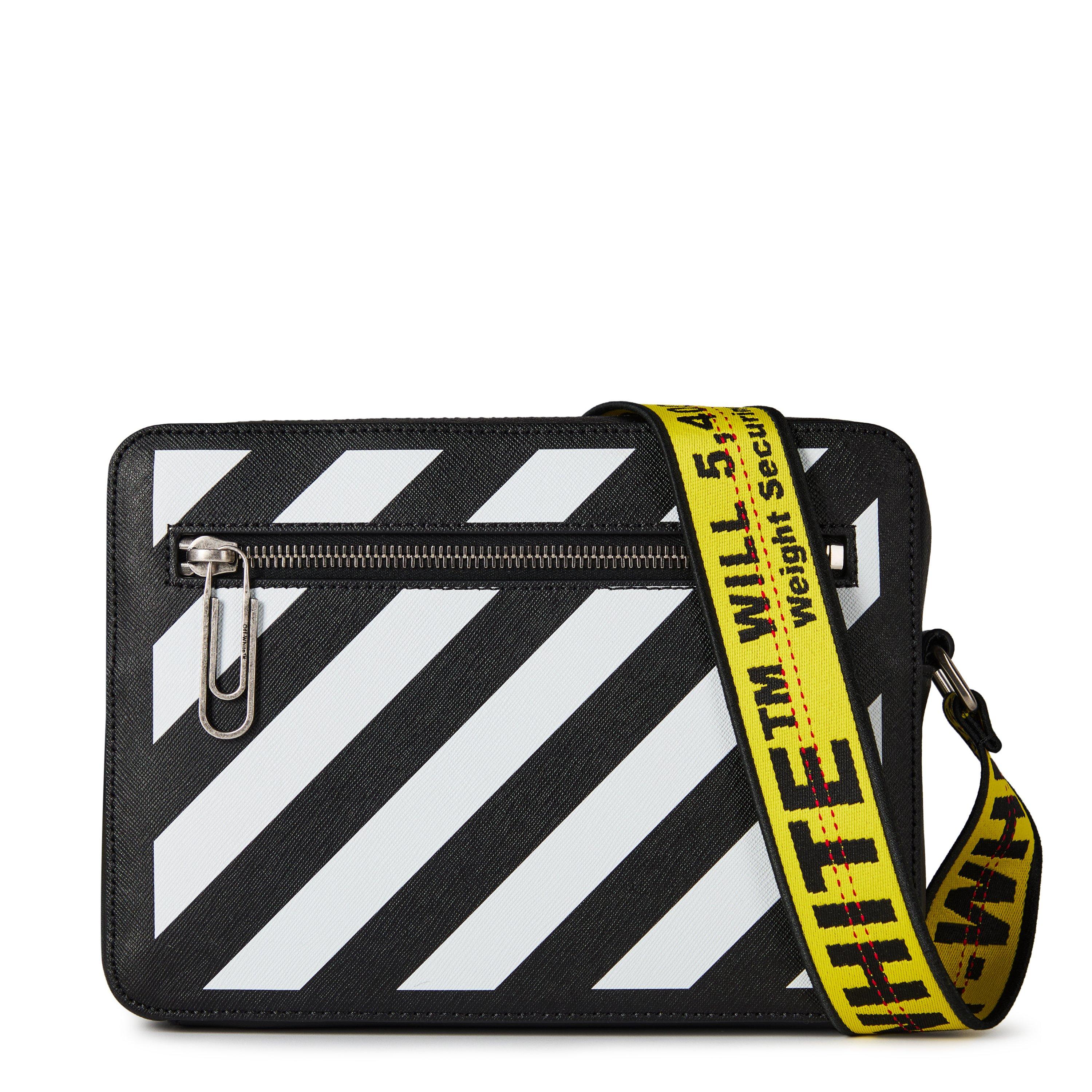 Off White Men's Camera Bag, Bold Diagonal Stripes Cross Body - Main Image