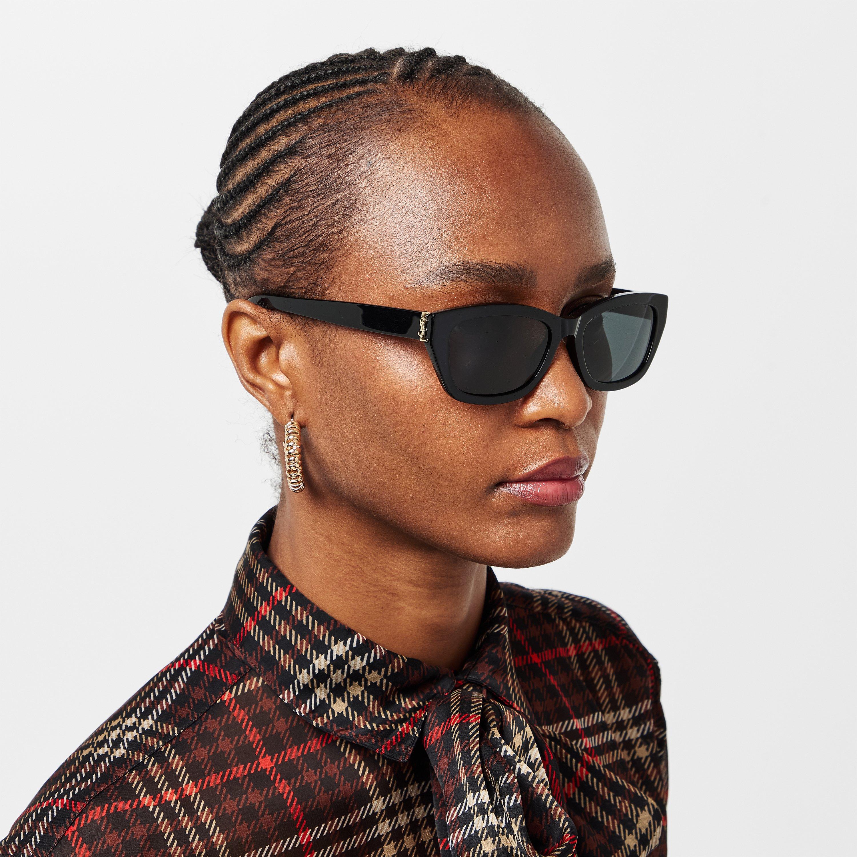 Black/Black - Saint Laurent - Women's Sculpted Cat Eye Sunglasses - 3