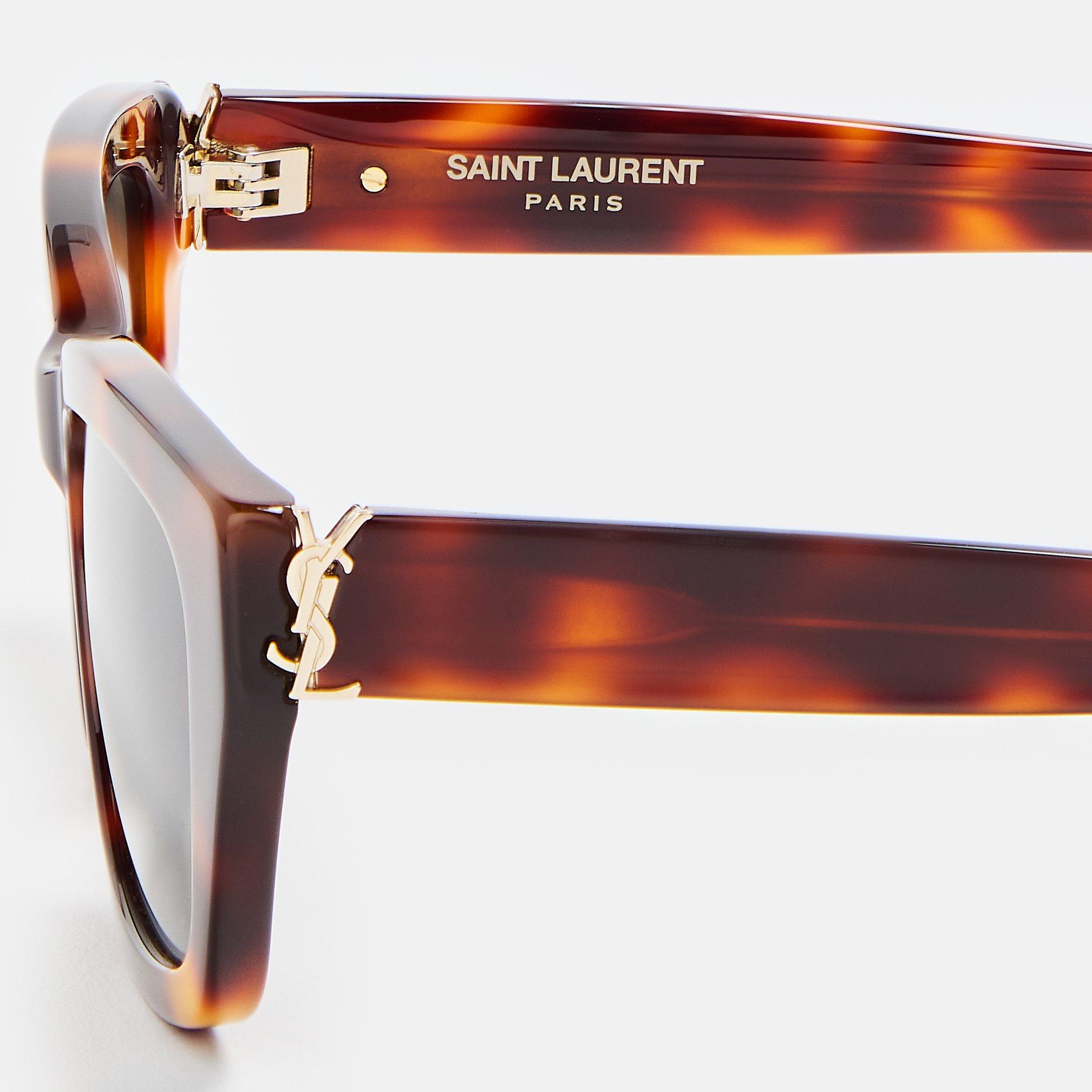 Havana/Grey - Saint Laurent - Women's Cat Eye Sunglasses - 3