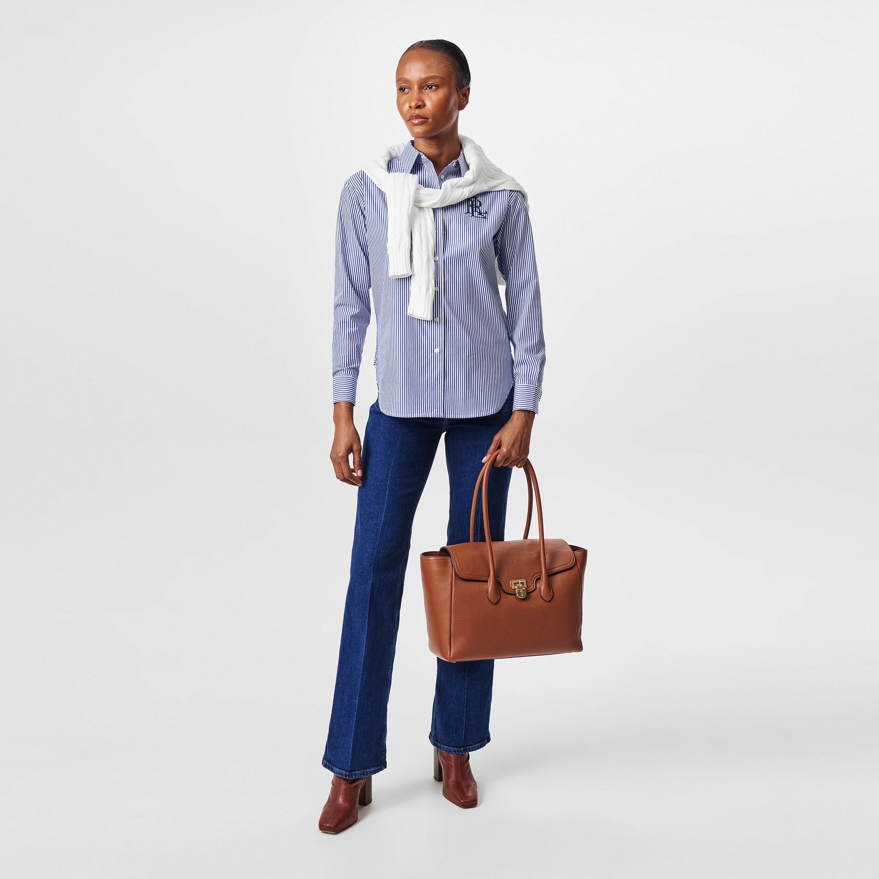 LAUREN TAN - Lauren by Ralph Lauren - Women's Real Leather Tanner Satchel Bag - 6