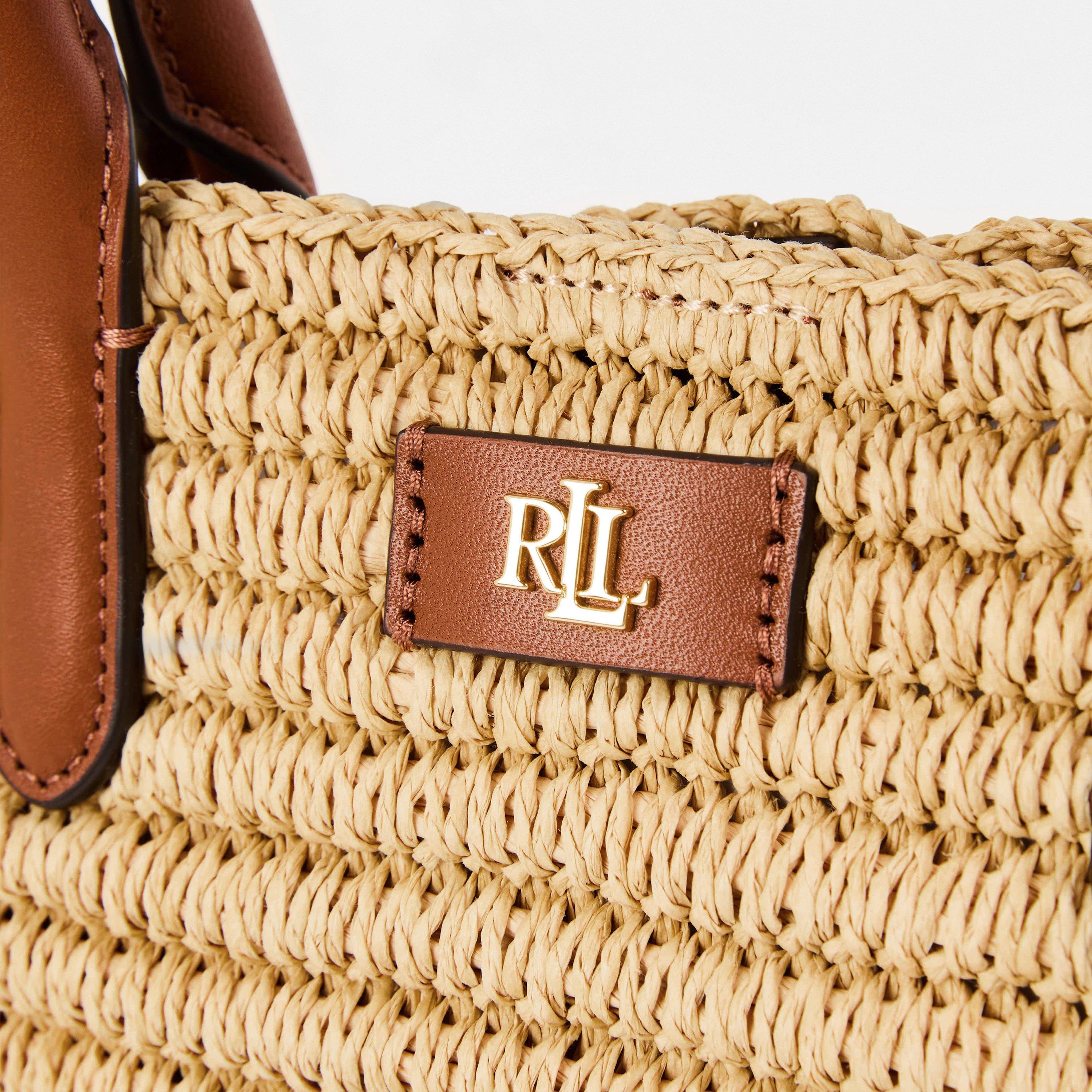 Natural - Lauren by Ralph Lauren - Woven Straw Medium Brie Tote Bag - 4