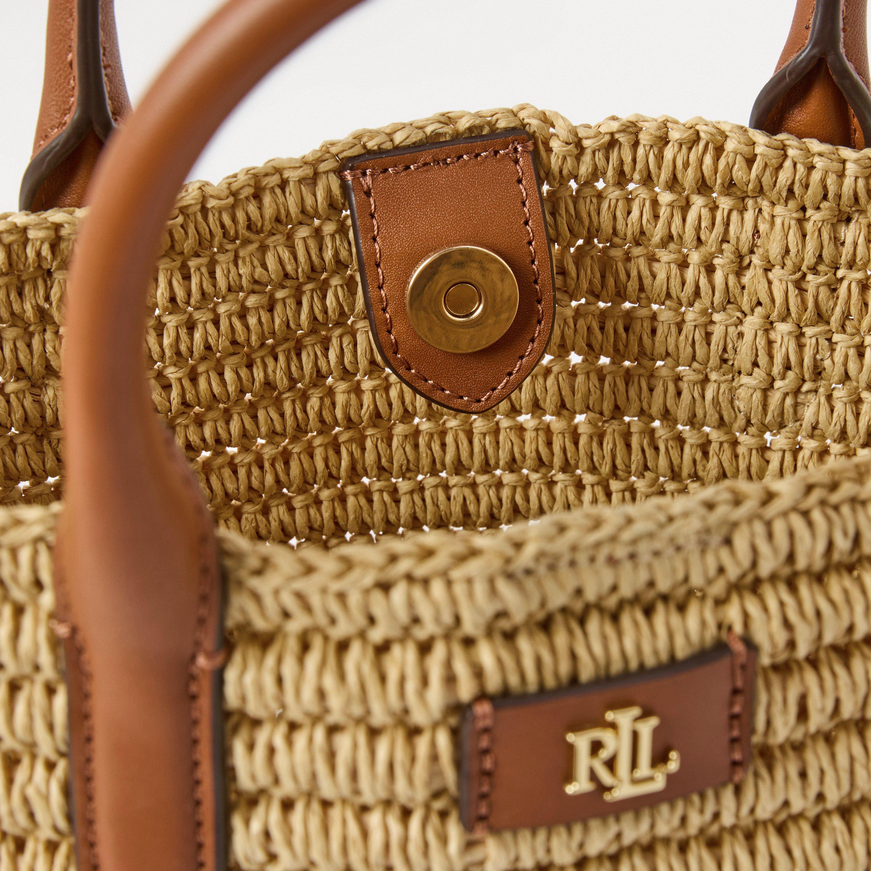 Natural - Lauren by Ralph Lauren - Woven Straw Medium Brie Tote Bag - 5