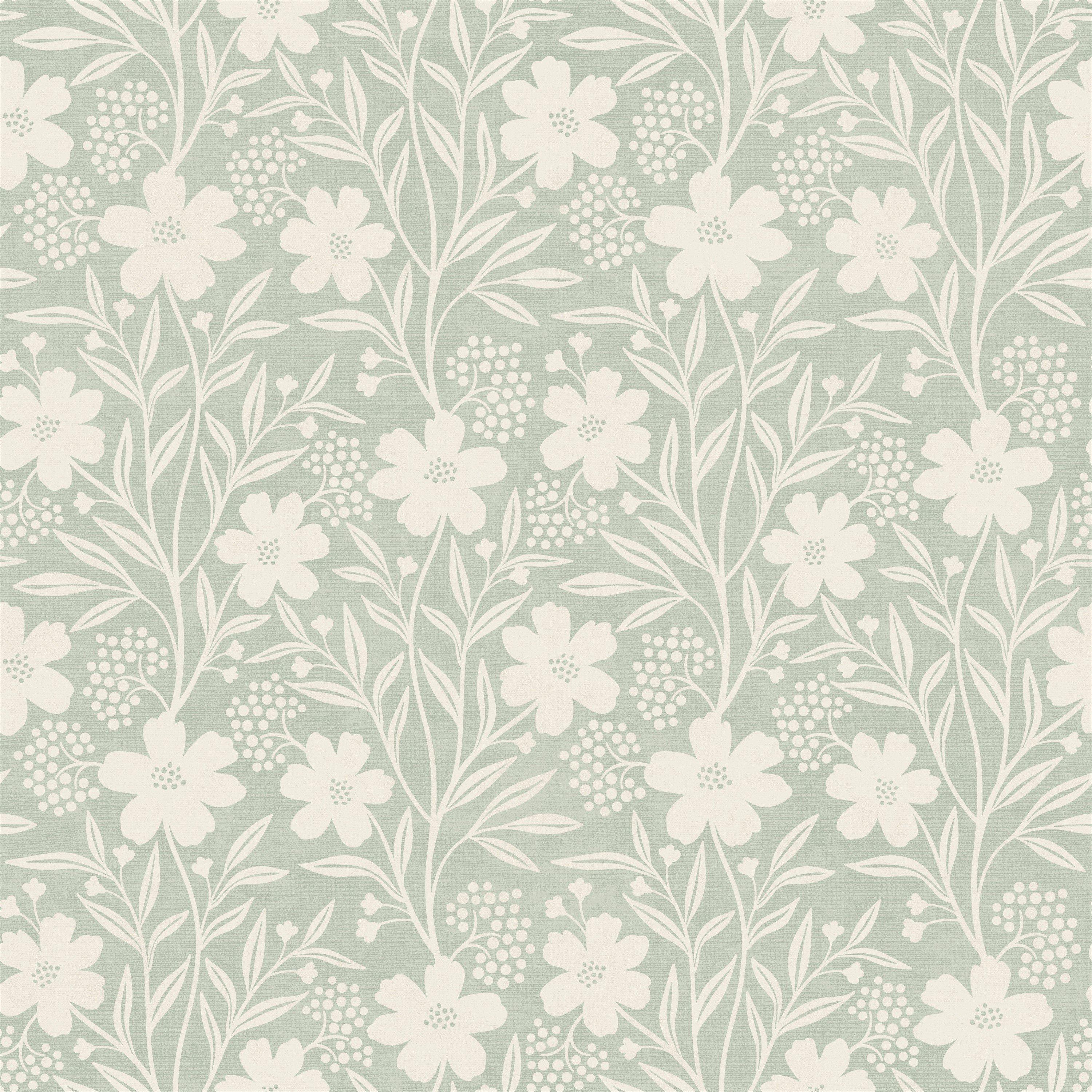 Green - Arthouse - Berry Floral Sage Wallpaper - 1