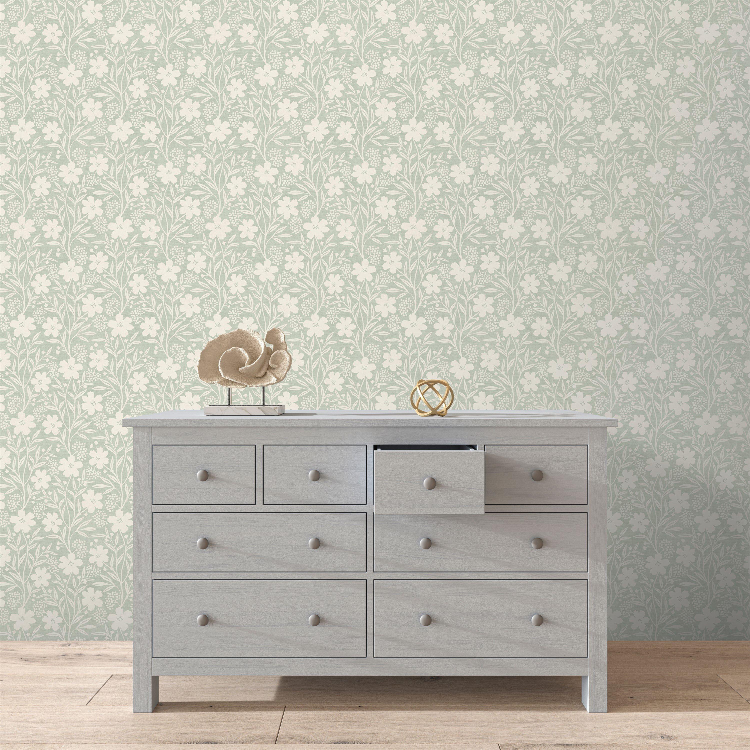Green - Arthouse - Berry Floral Sage Wallpaper - 2
