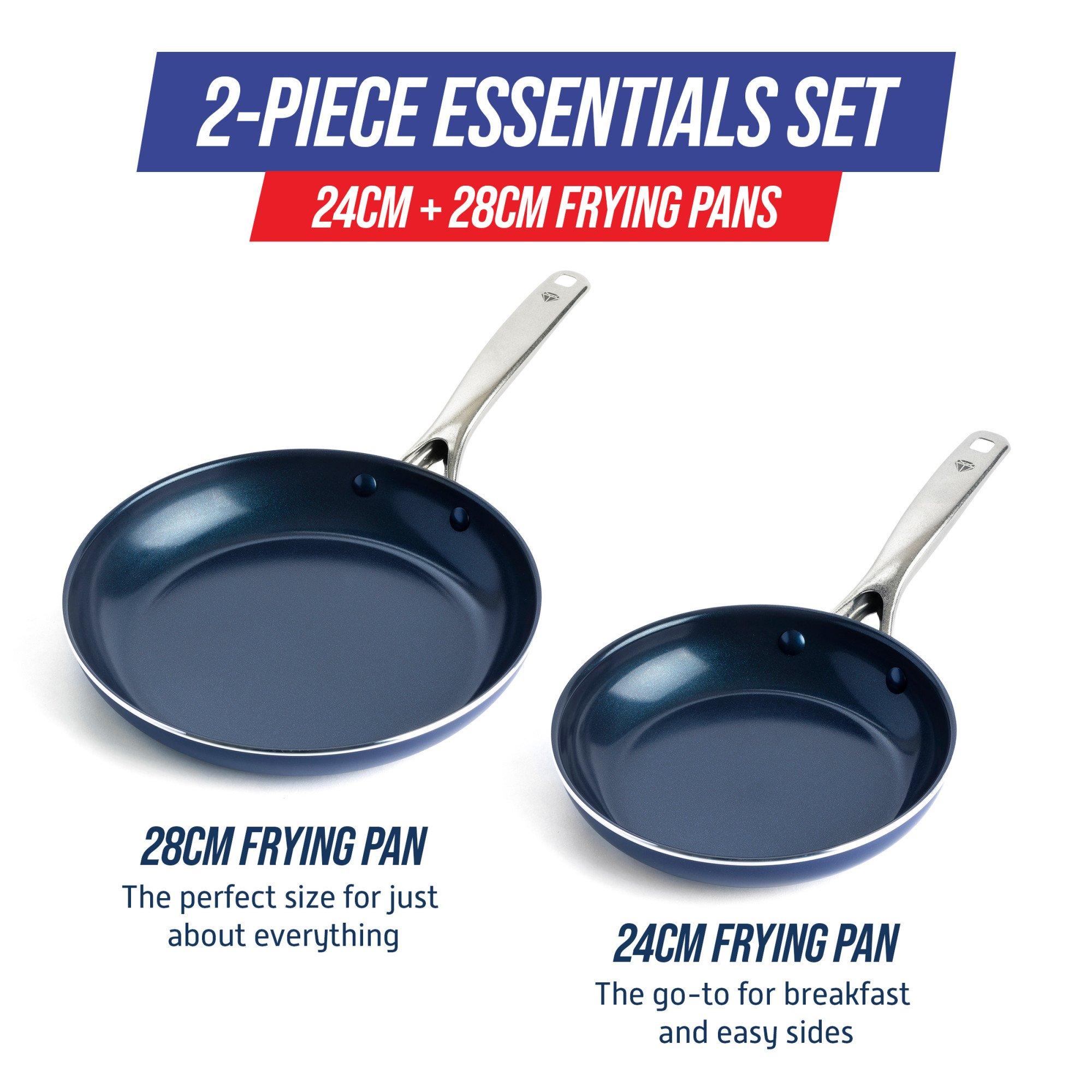 Blue - Blue Diamond - Blue Diamond Frying Pan Set Ceramic Non-Stick Oven Safe 24/28cm - 2